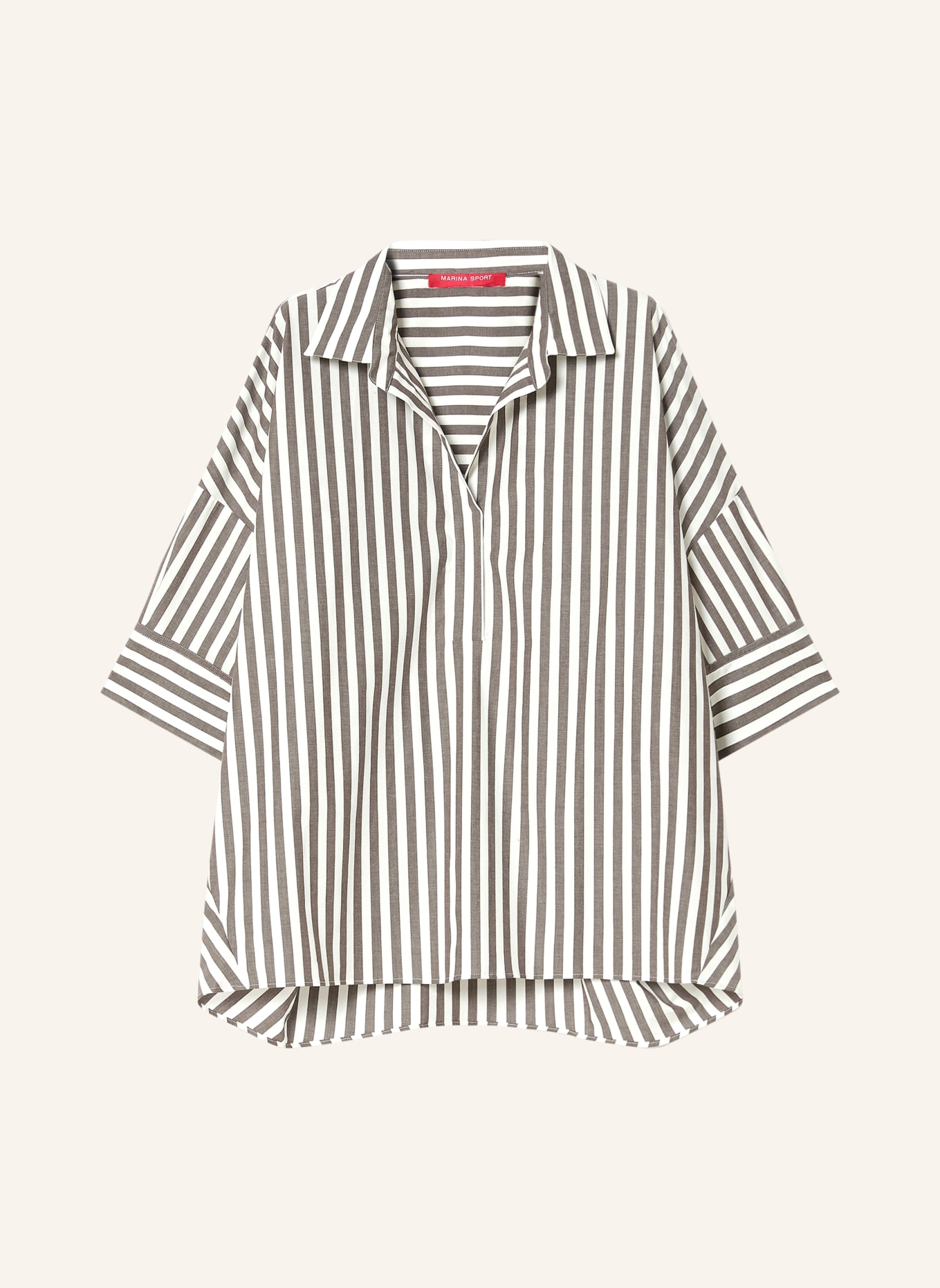 MARINA RINALDI Hemdbluse BOA mit 3/4-Arm: BRAUN / WEISS