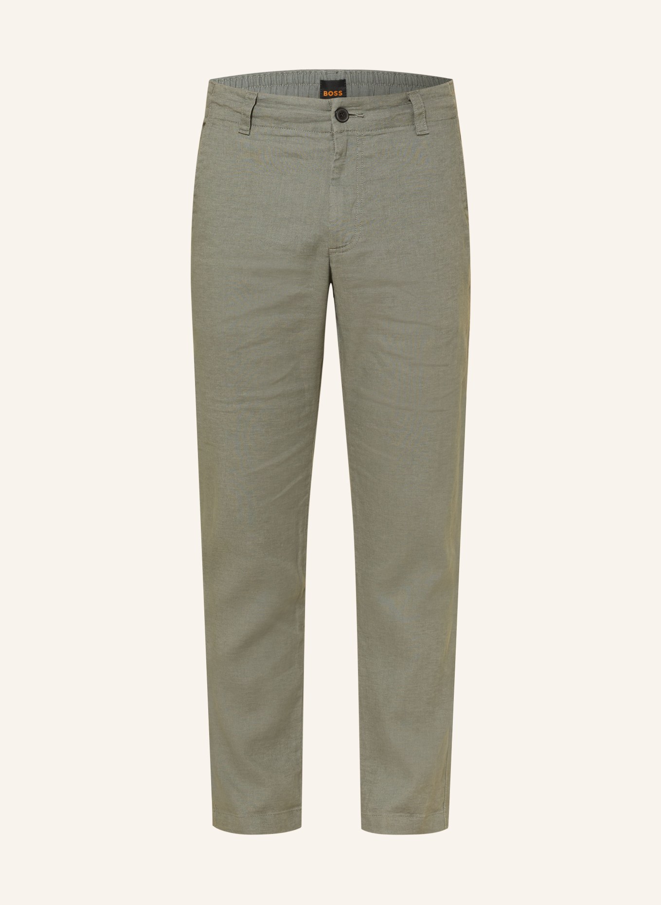 BOSS Linnen chino SANDERSON Regular Fit: GRIJS