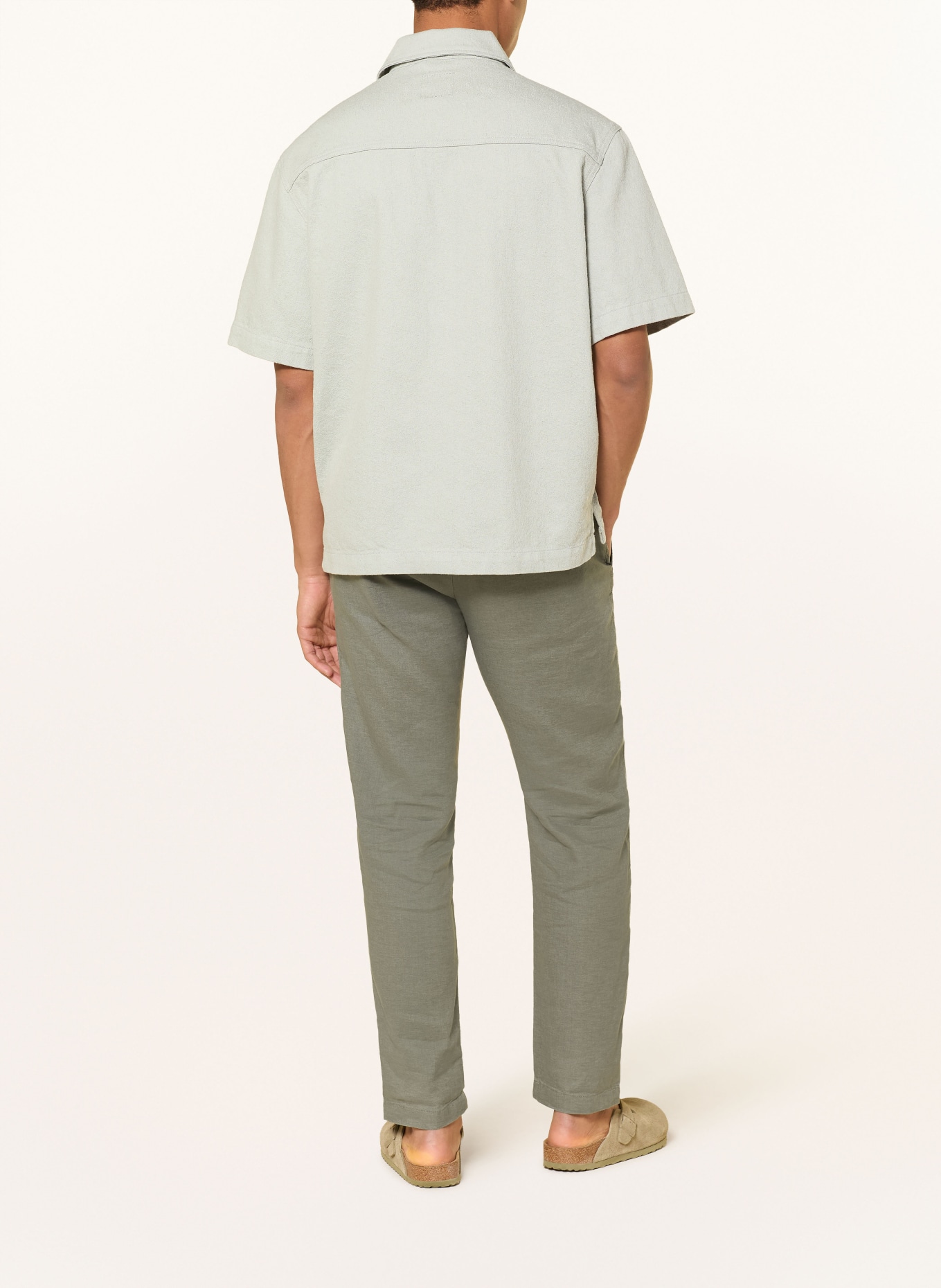 BOSS Linnen chino SANDERSON Regular Fit: GRIJS