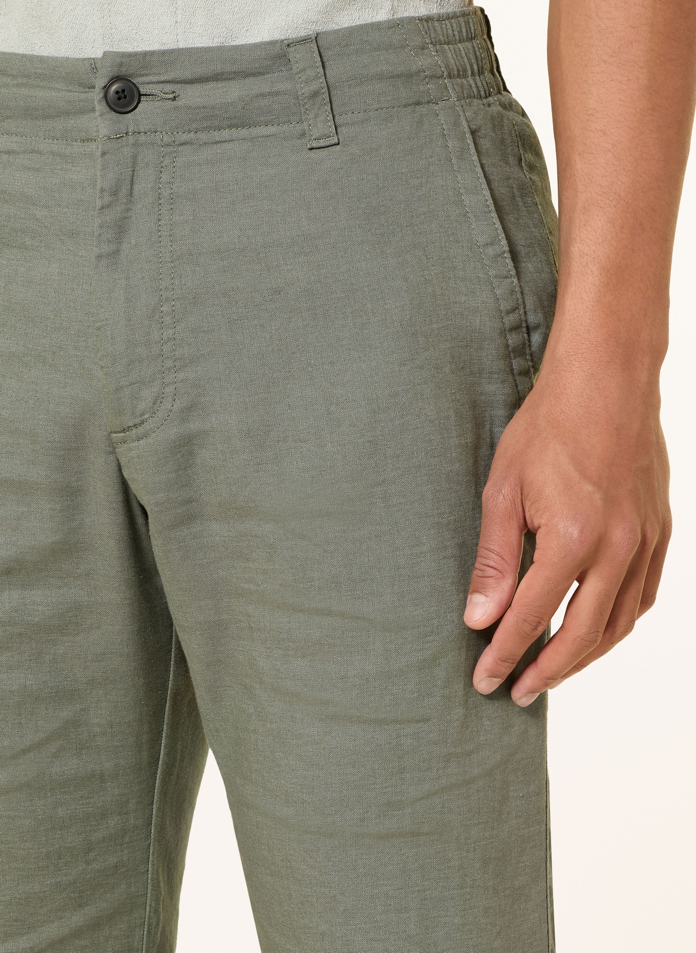 BOSS Linnen chino SANDERSON Regular Fit: GRIJS