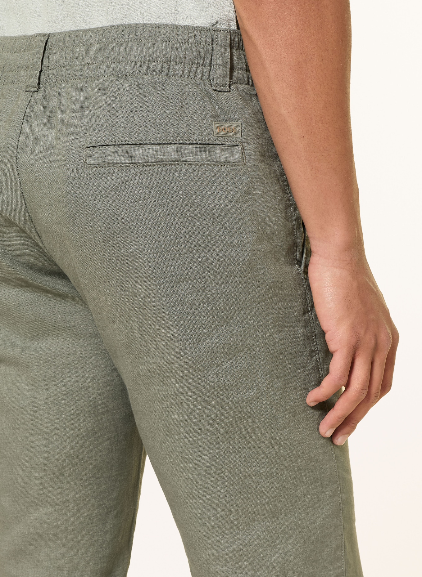 BOSS Linnen chino SANDERSON Regular Fit: GRIJS