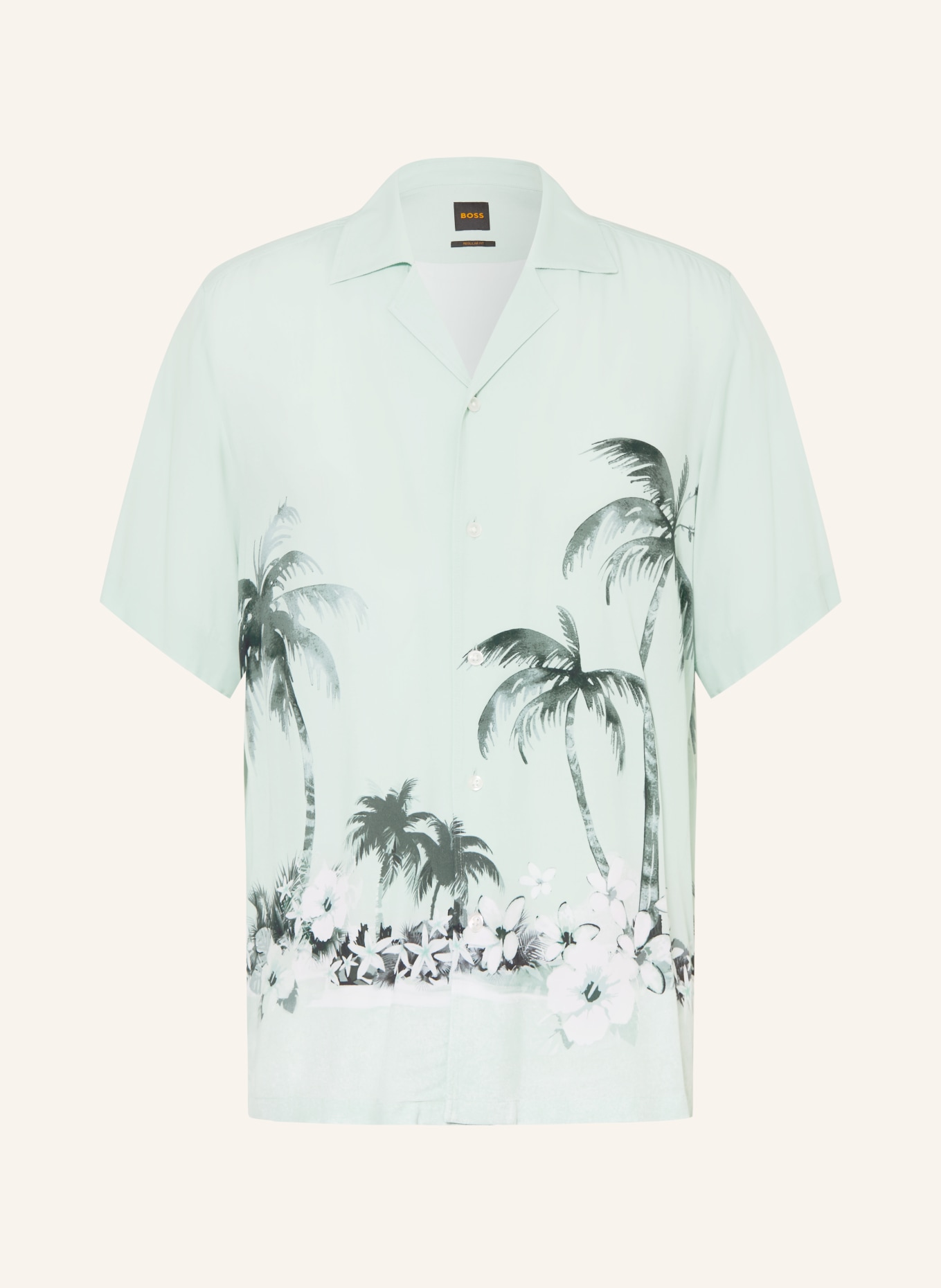 BOSS Resorthemd RAYER Comfort Fit: MINT / DONKERGROEN / WIT