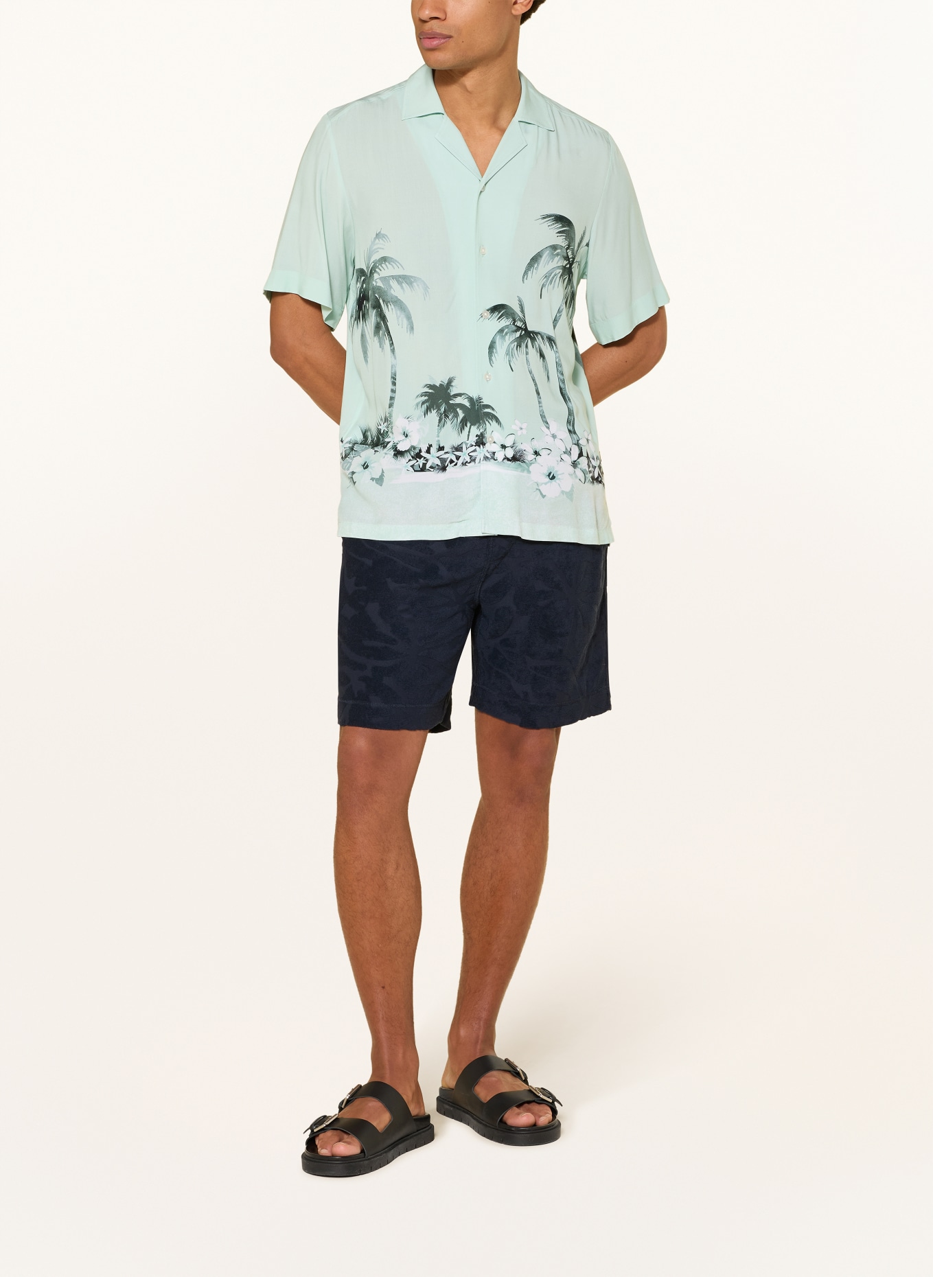 BOSS Resorthemd RAYER Comfort Fit: MINT / DONKERGROEN / WIT