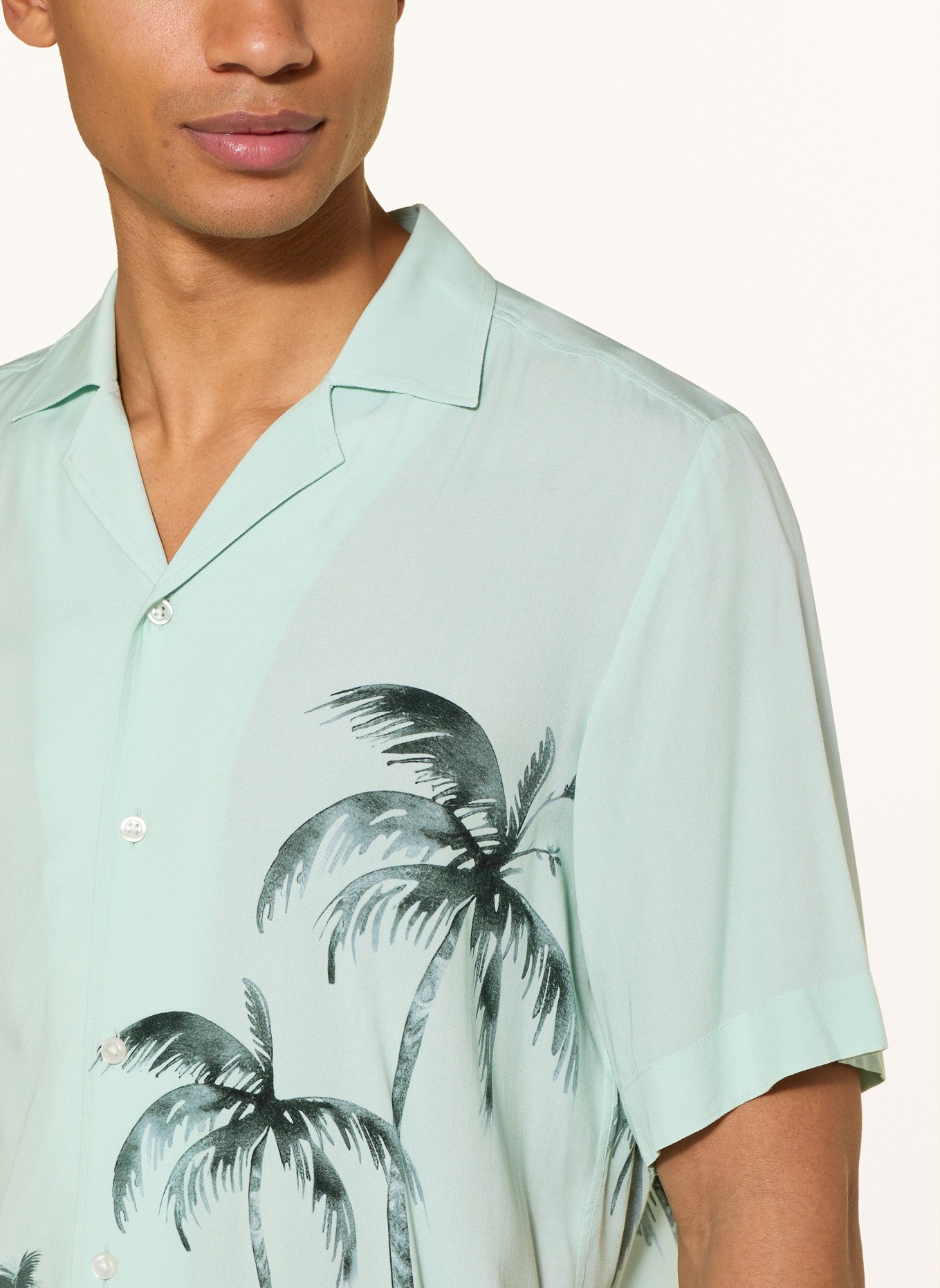 BOSS Resorthemd RAYER Comfort Fit: MINT / DONKERGROEN / WIT