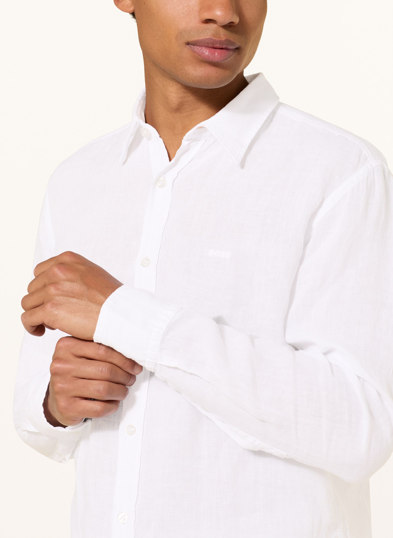 BOSS Linnen overhemd RELEGANT Regular Fit: WIT