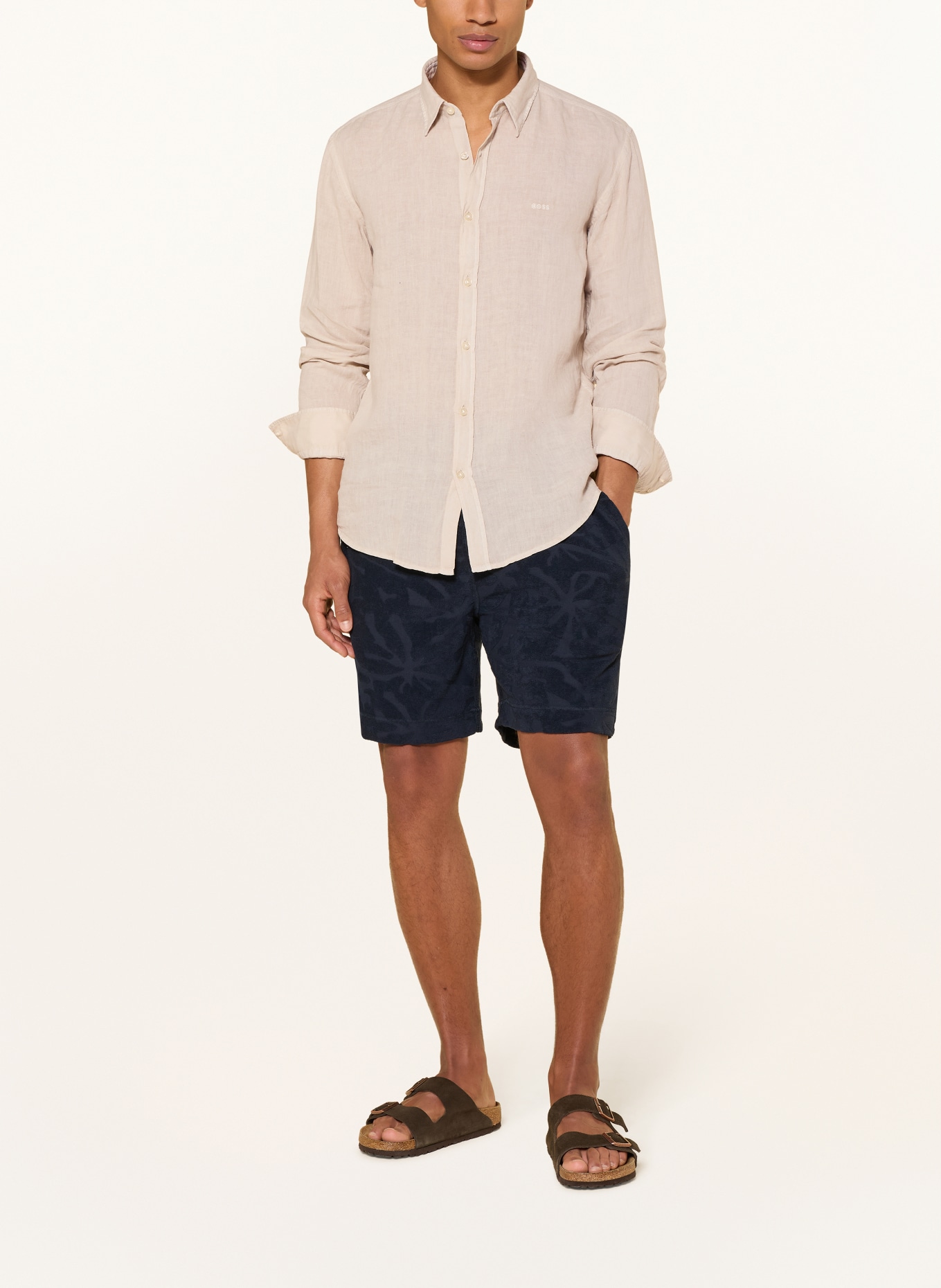 BOSS Linnen overhemd RELEGANT Regular Fit: BEIGE