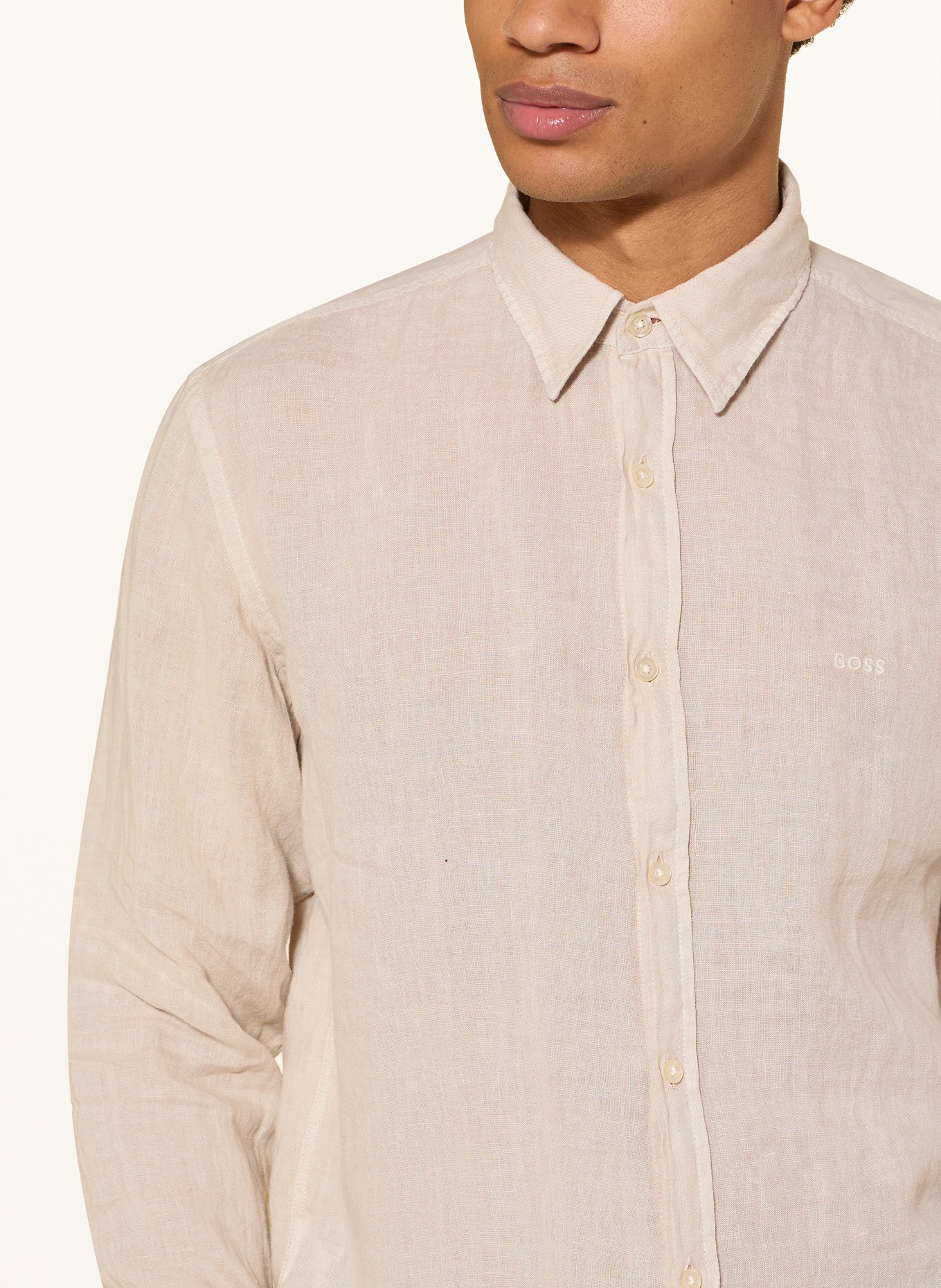 BOSS Linnen overhemd RELEGANT Regular Fit: BEIGE