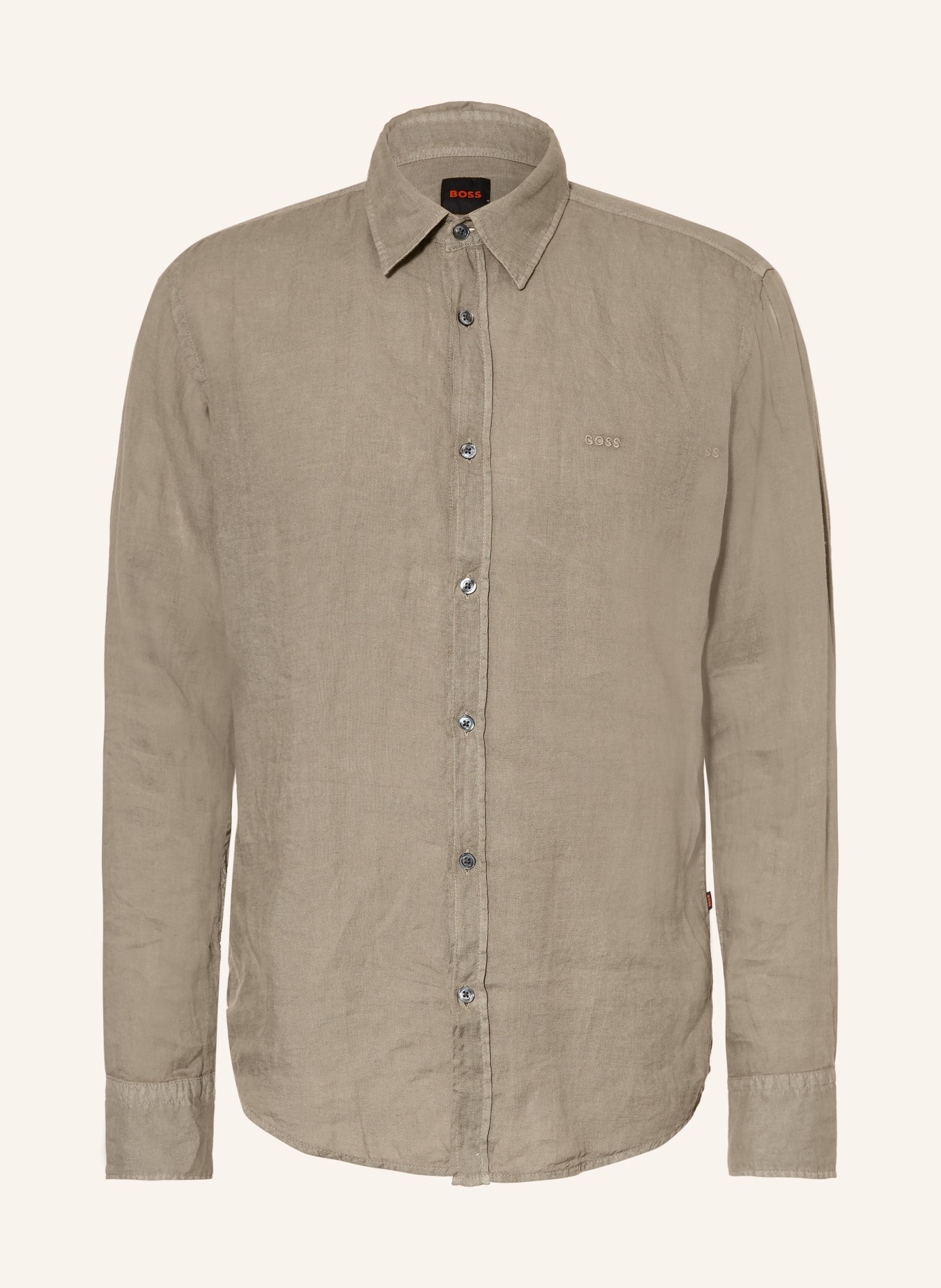 BOSS Leinenhemd RELEGANT Regular Fit: DUNKELGRAU