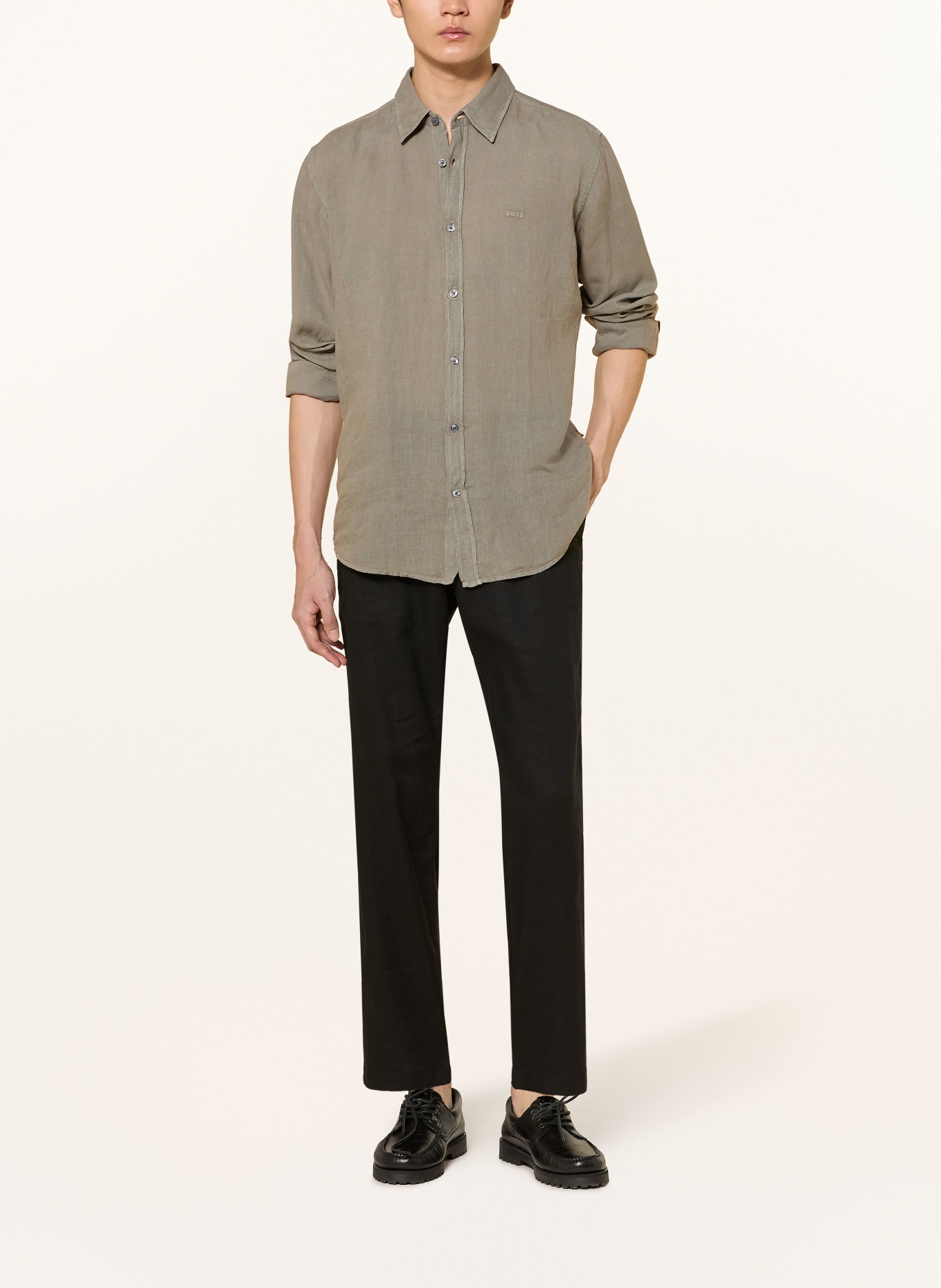 BOSS Leinenhemd RELEGANT Regular Fit: DUNKELGRAU