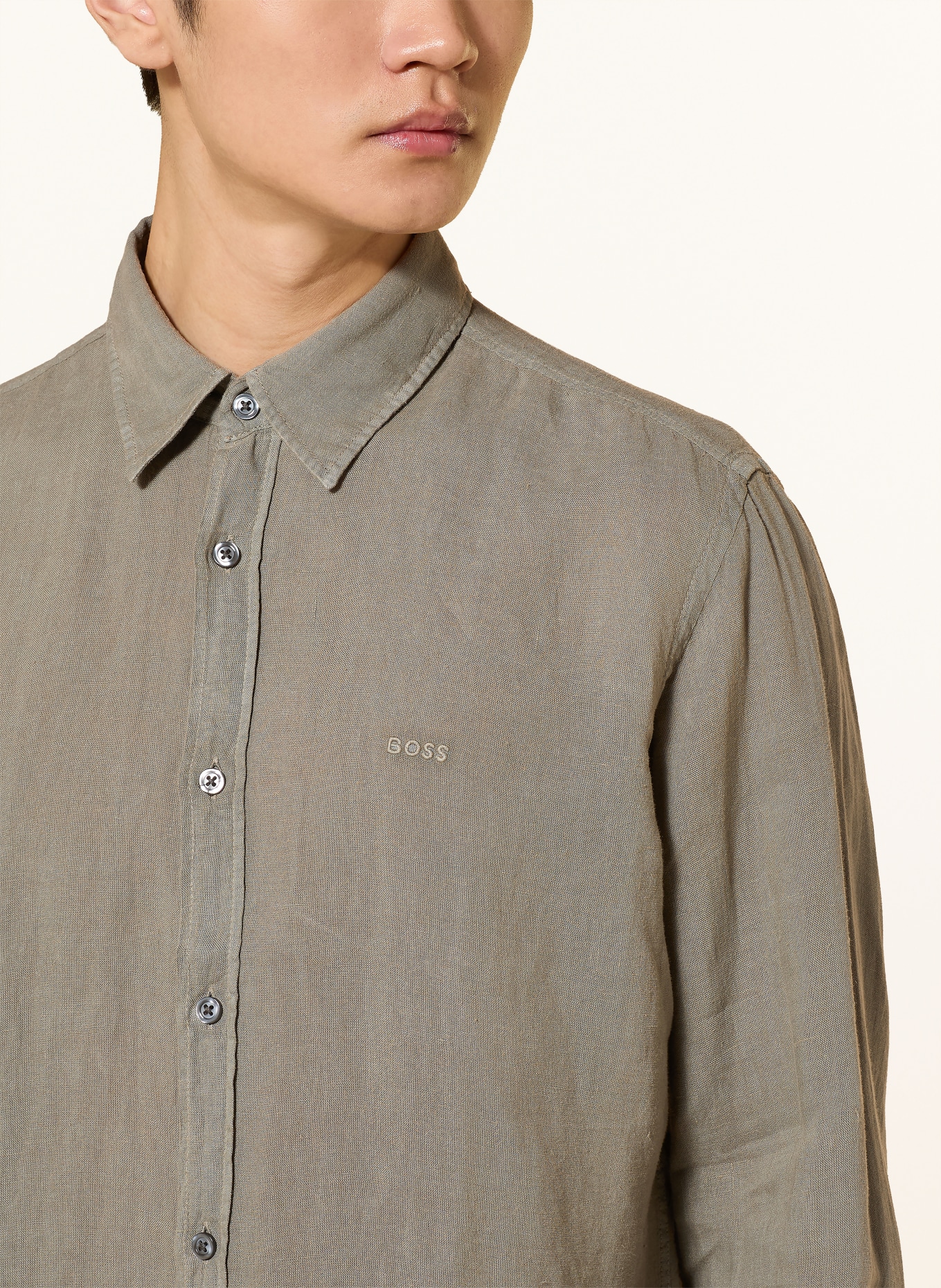 BOSS Leinenhemd RELEGANT Regular Fit: DUNKELGRAU