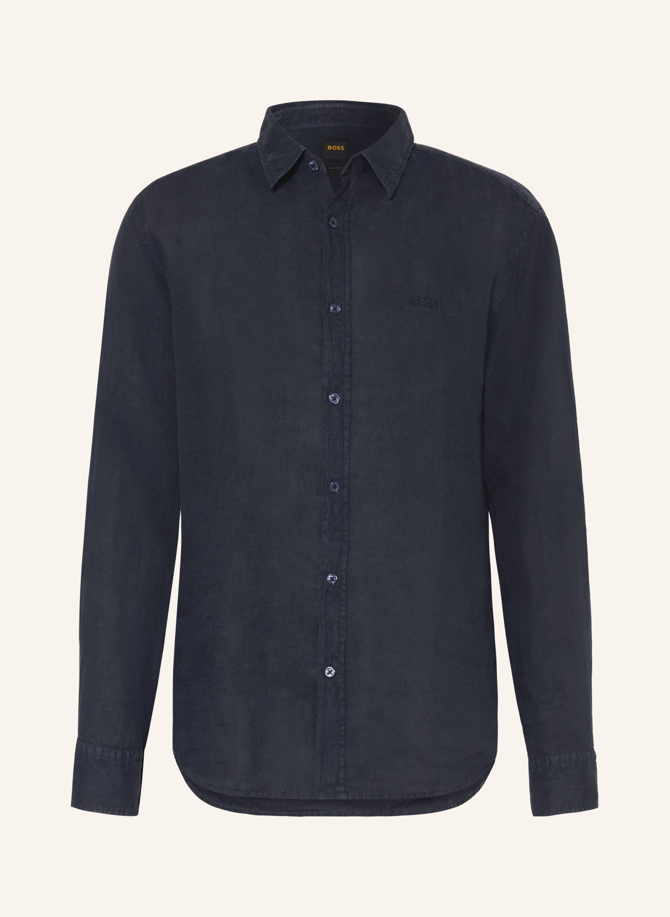 BOSS Koszula lniana RELEGANT Regular Fit: GRANATOWY