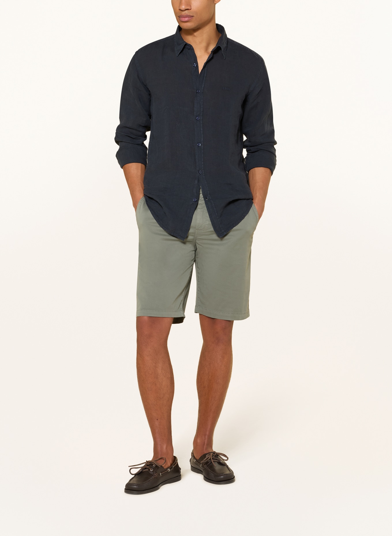 BOSS Koszula lniana RELEGANT Regular Fit: GRANATOWY