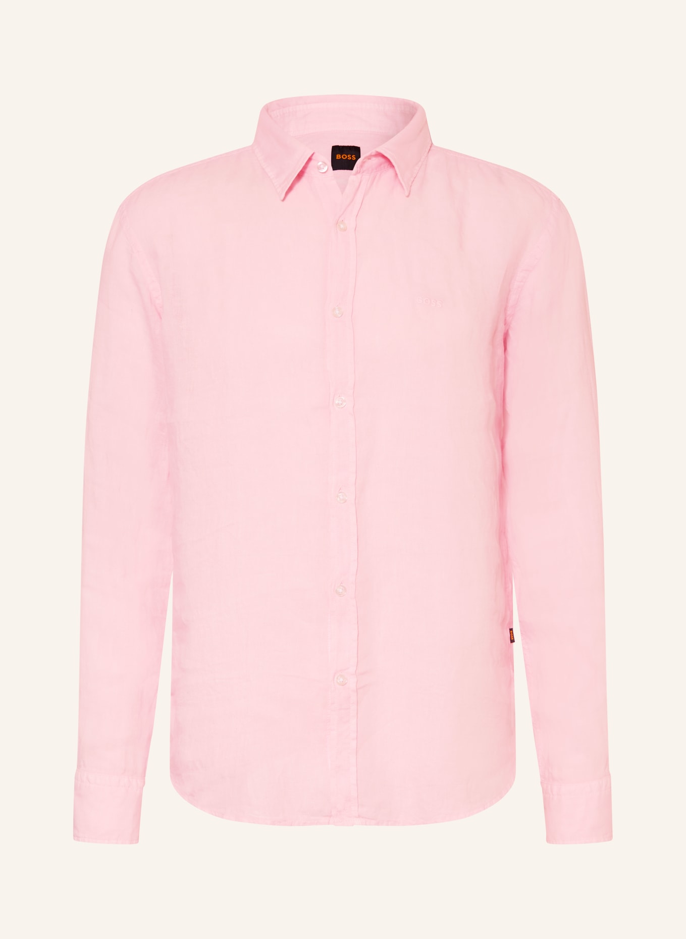 BOSS Linnen overhemd RELEGANT Regular Fit: ROSÉ