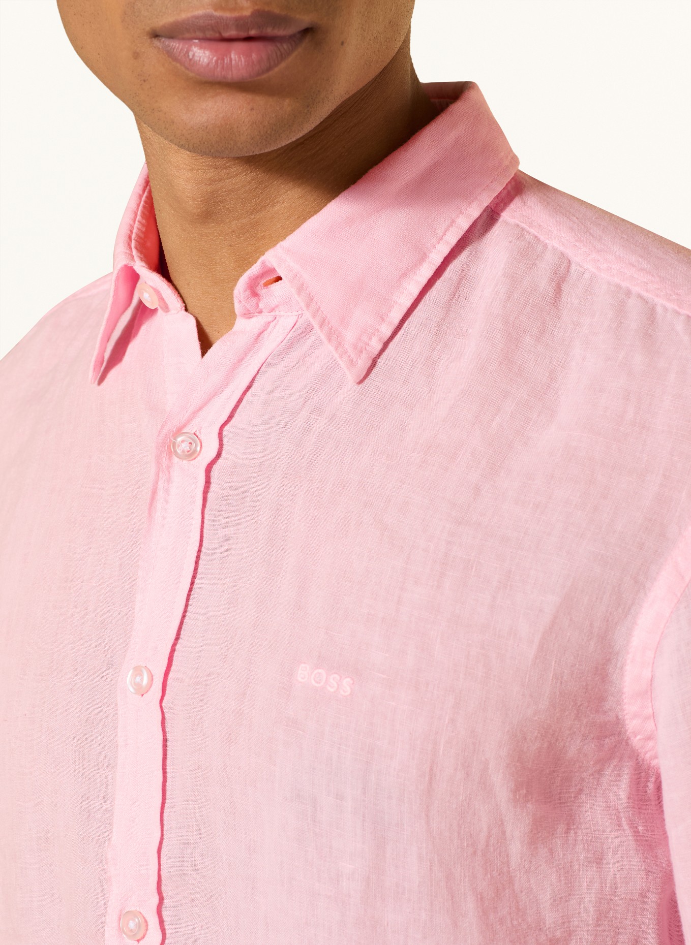 BOSS Linnen overhemd RELEGANT Regular Fit: ROSÉ