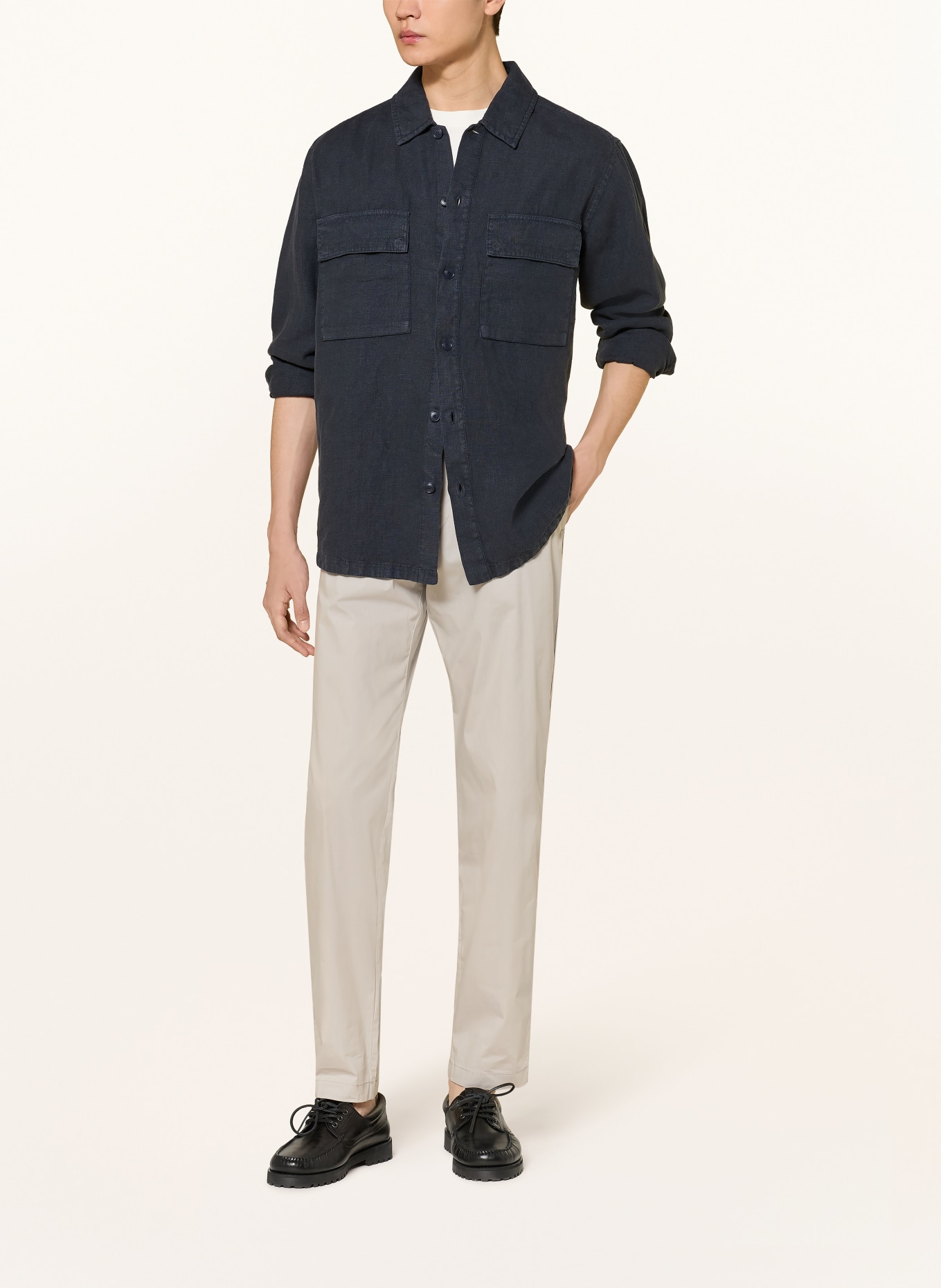 BOSS Leinenhemd LOCKY Comfort Fit: DUNKELBLAU