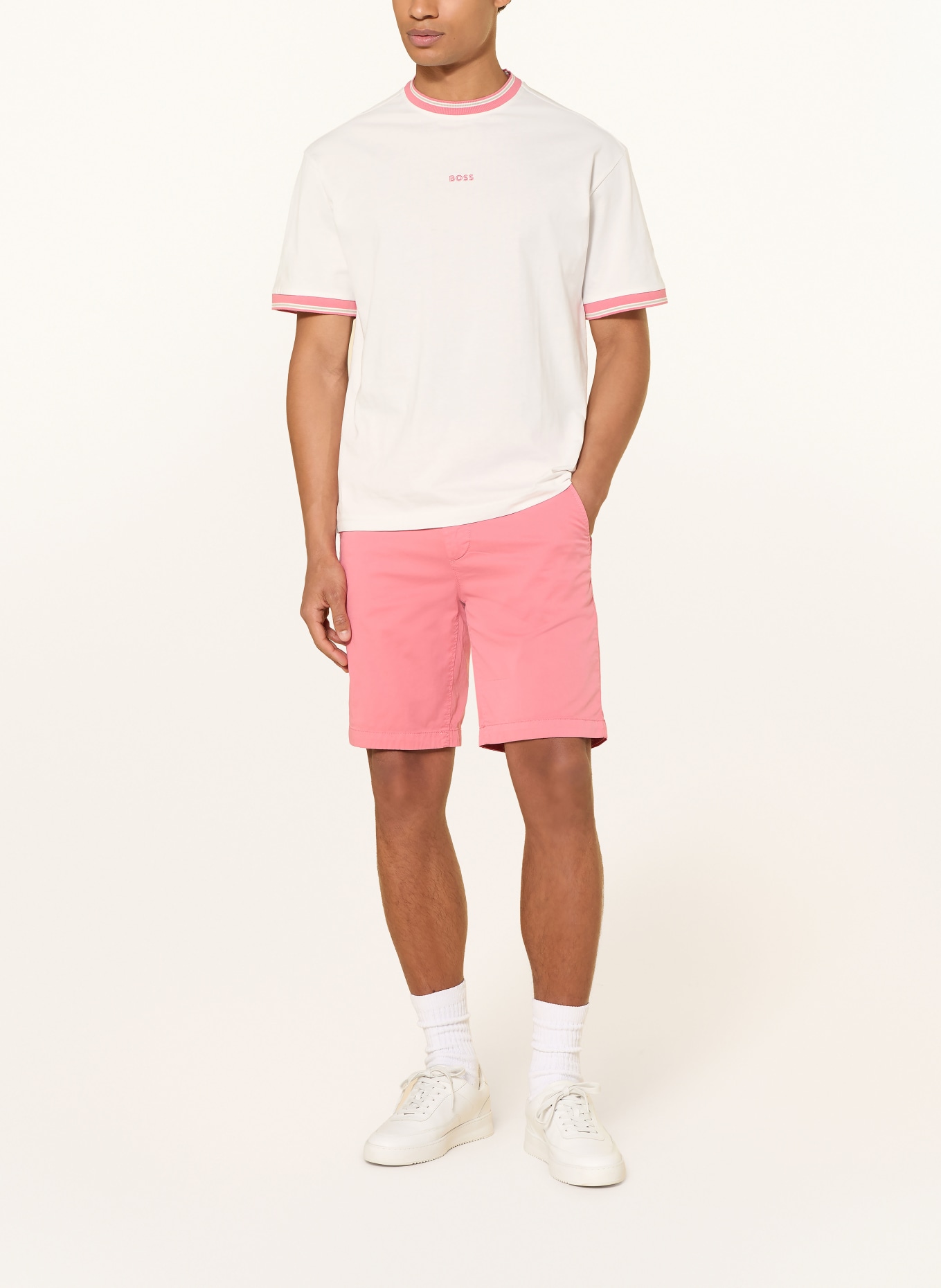 BOSS T-shirt BLOCKS: CRÈME / ROZE