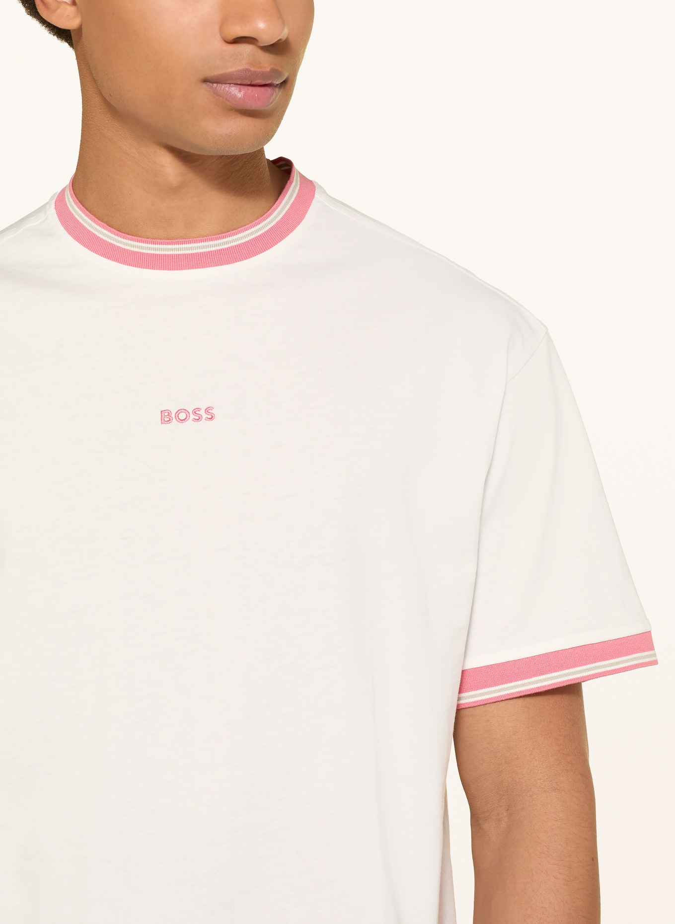 BOSS T-shirt BLOCKS: CRÈME / ROZE