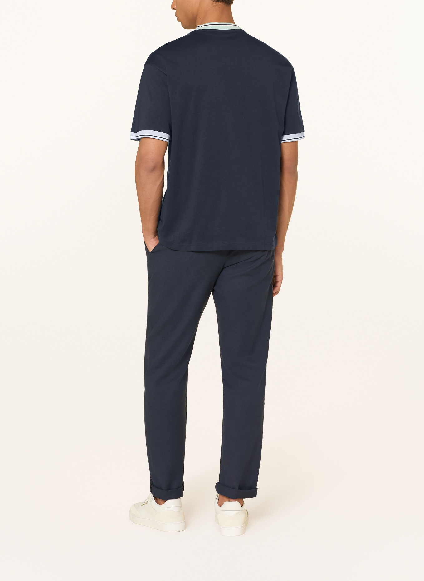 BOSS T-shirt BLOCKS: DONKERBLAUW / LICHTBLAUW