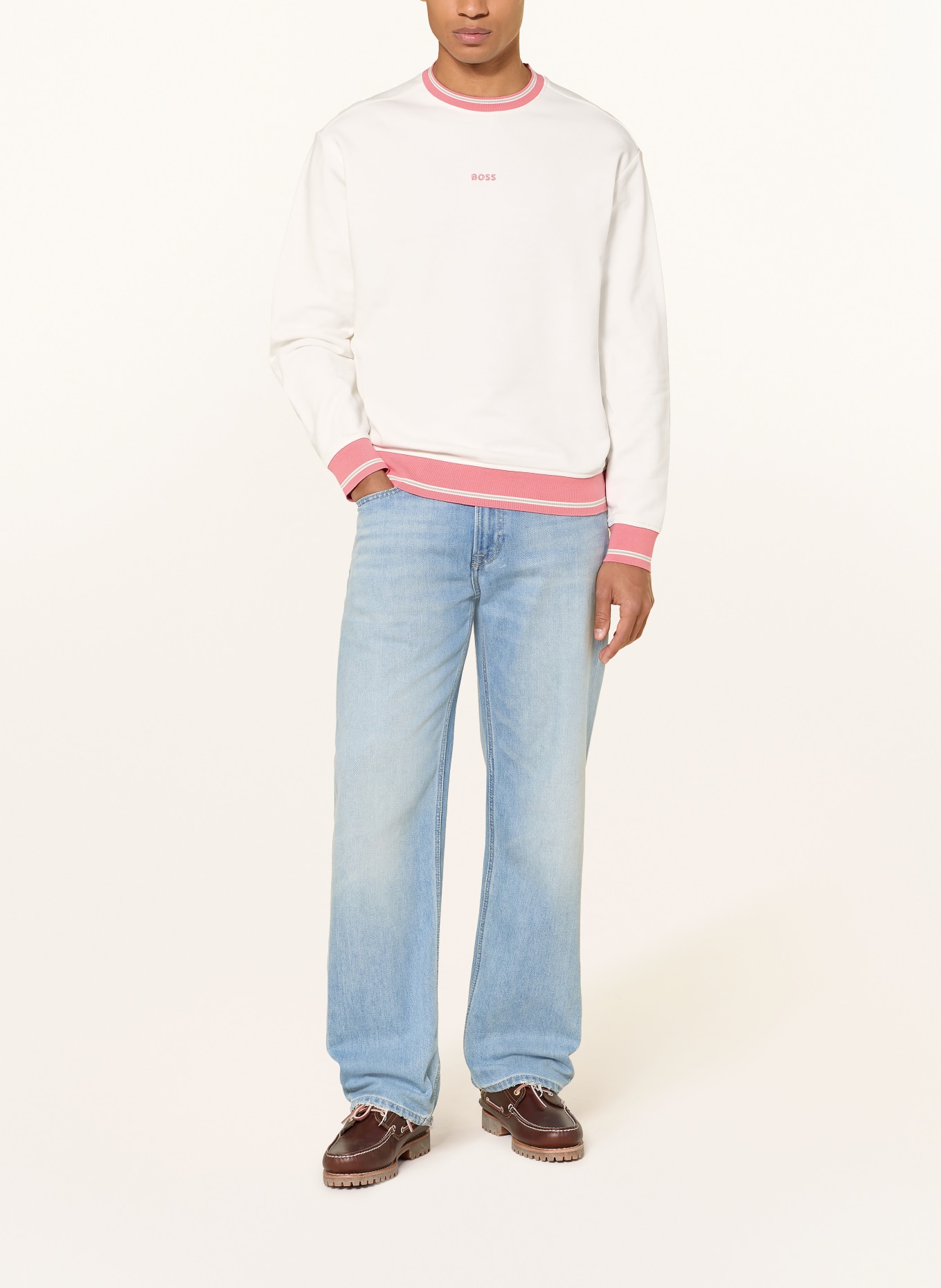 BOSS Sweatshirt WE BLOCKS: CRÈME / ROZE