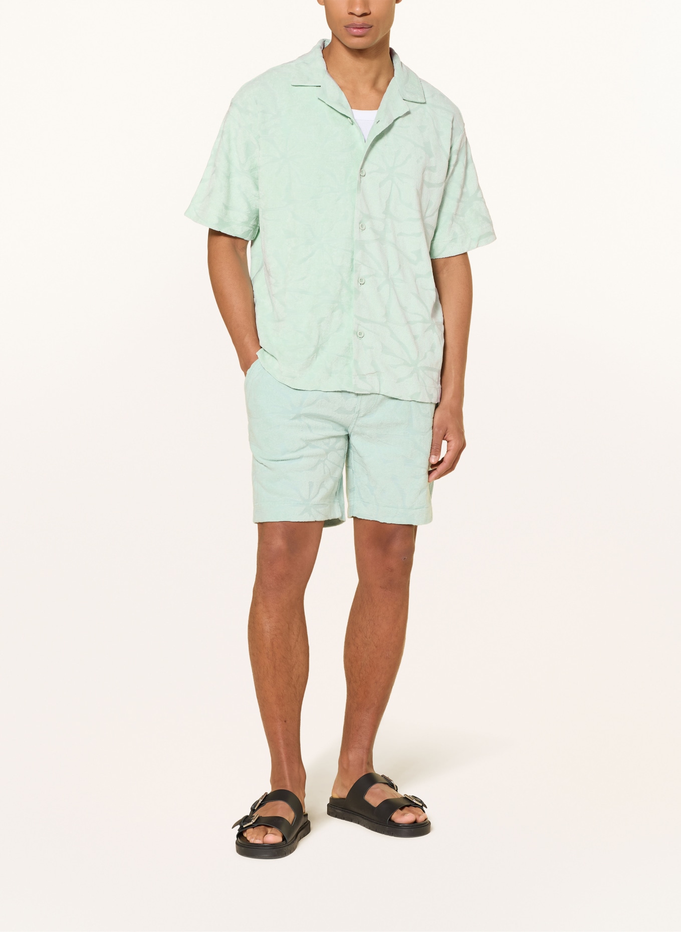 BOSS Resorthemd WE FLOWER van badstof: MINT