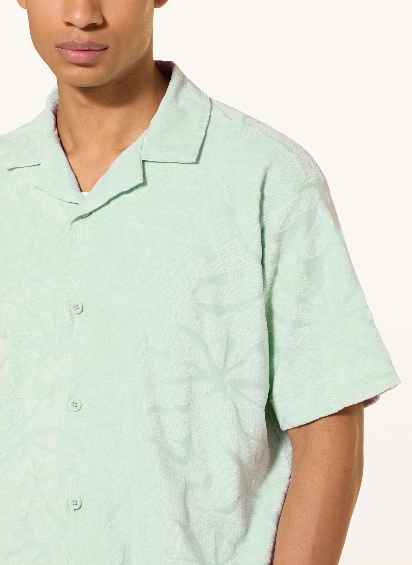 BOSS Resorthemd WE FLOWER van badstof: MINT