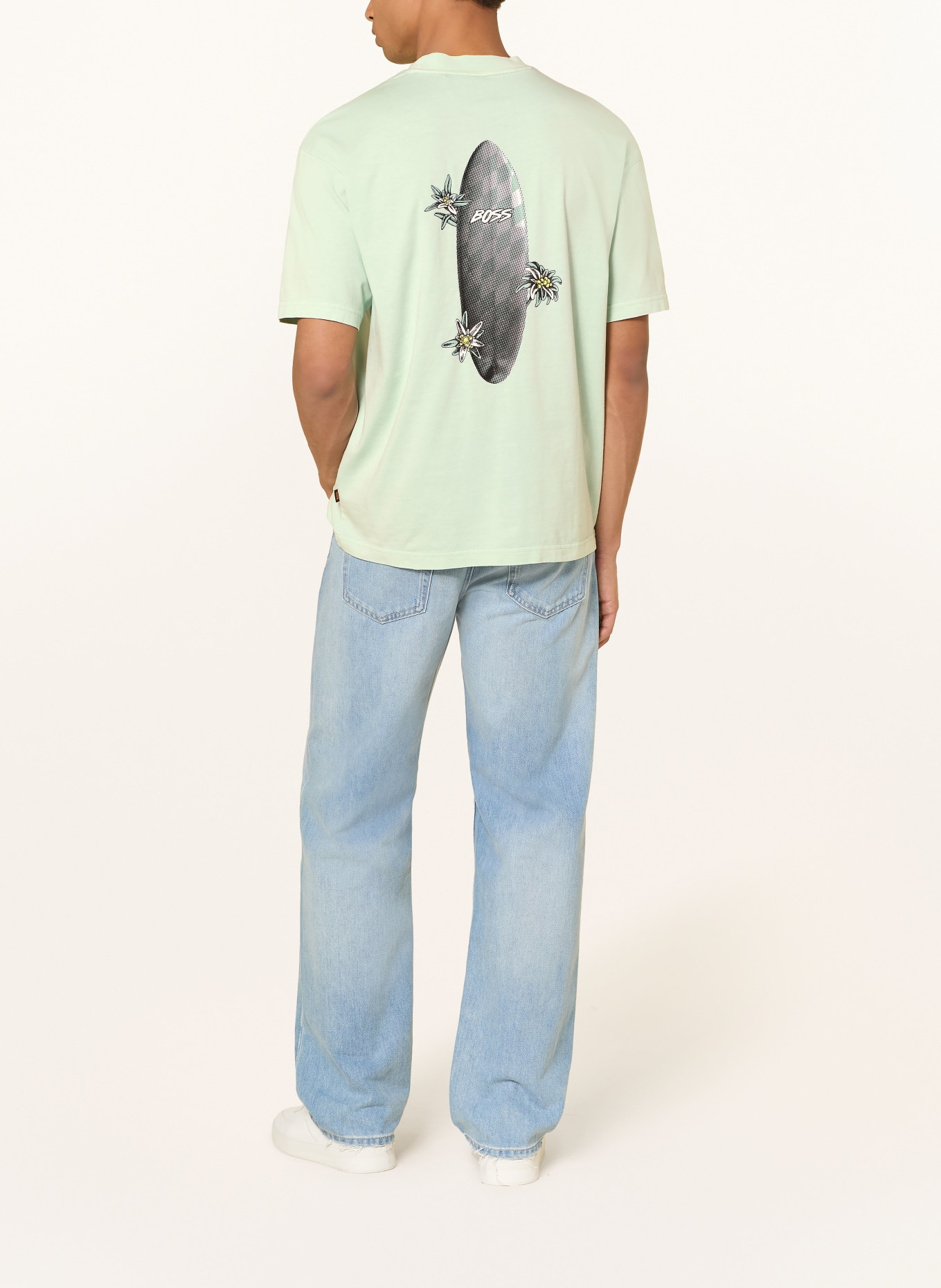 BOSS T-shirt: LICHTGROEN / GRIJS