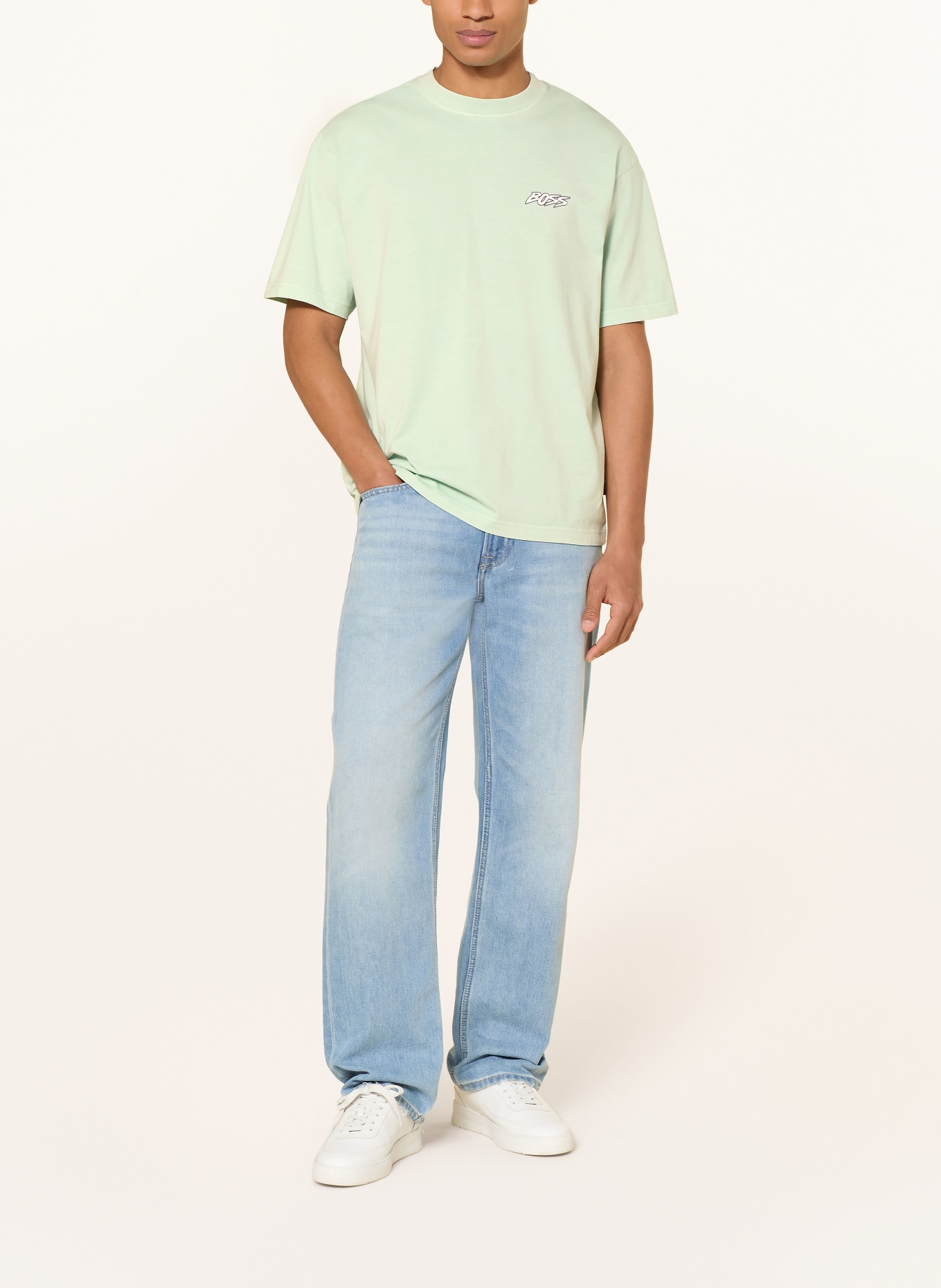 BOSS T-shirt: LICHTGROEN / GRIJS