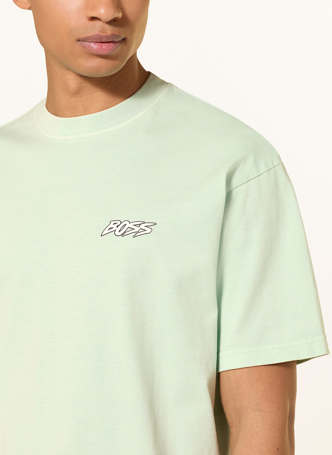 BOSS T-shirt: LICHTGROEN / GRIJS