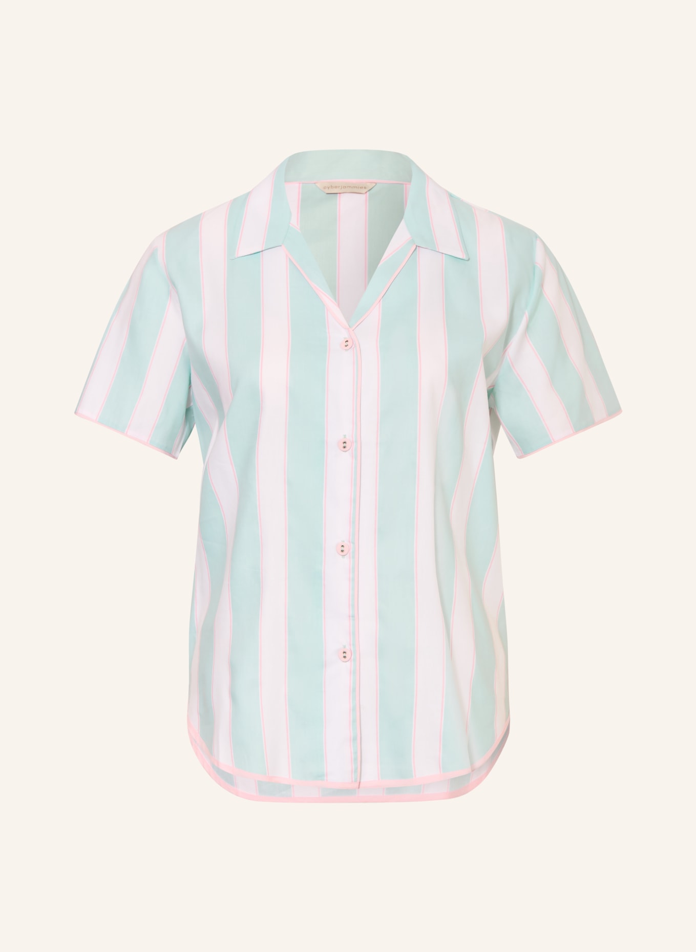 cyberjammies Slaaphemd FRANCESCA: MINT / ROSE CLAIR / WIT