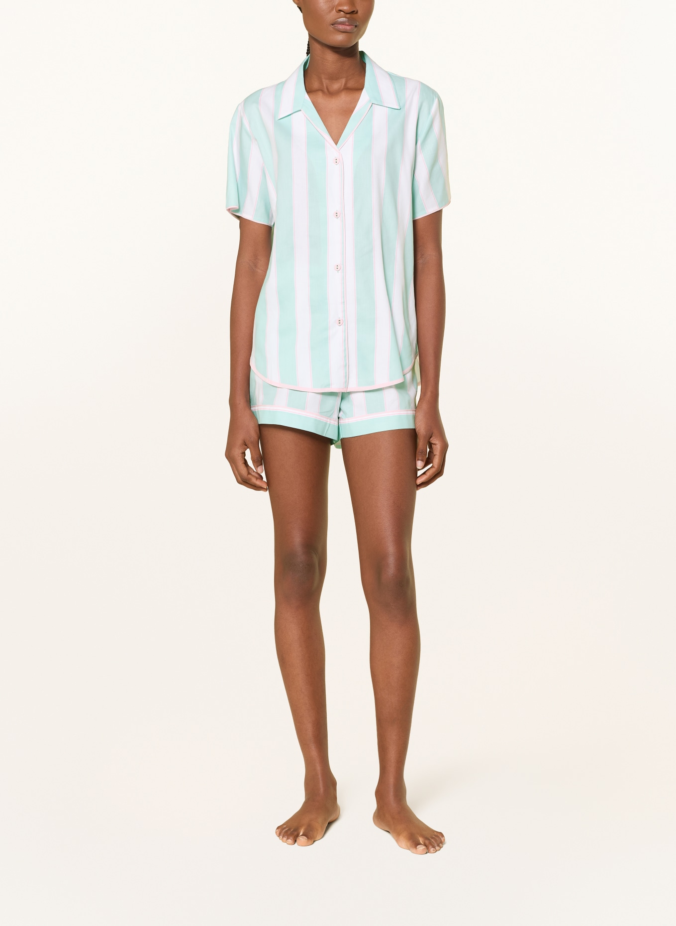 cyberjammies Slaaphemd FRANCESCA: MINT / ROSE CLAIR / WIT