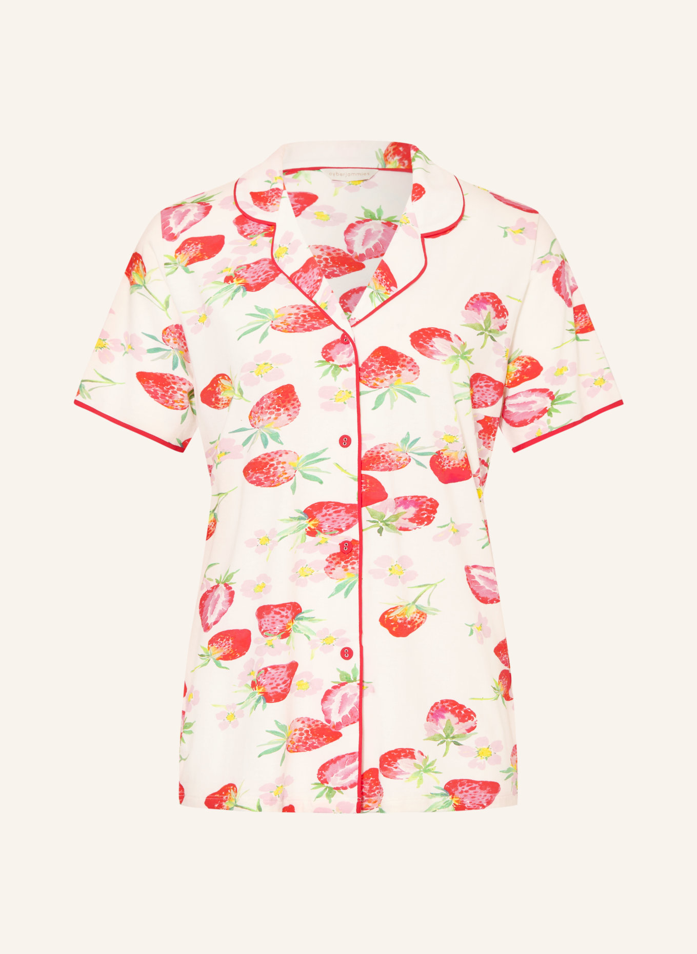 cyberjammies Slaaphemd PIPPA: ROOD / ROZE / WIT