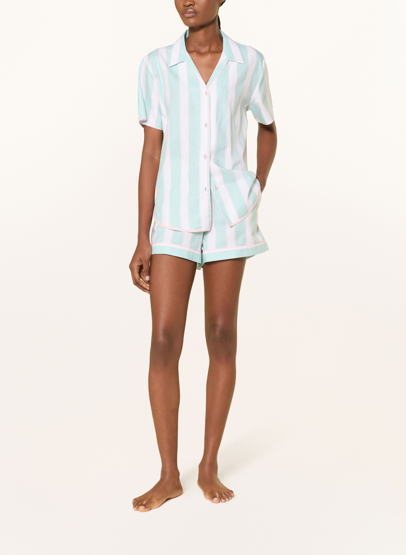 cyberjammies Slaapshort FRANCESCA: MINT / ROZE / WIT