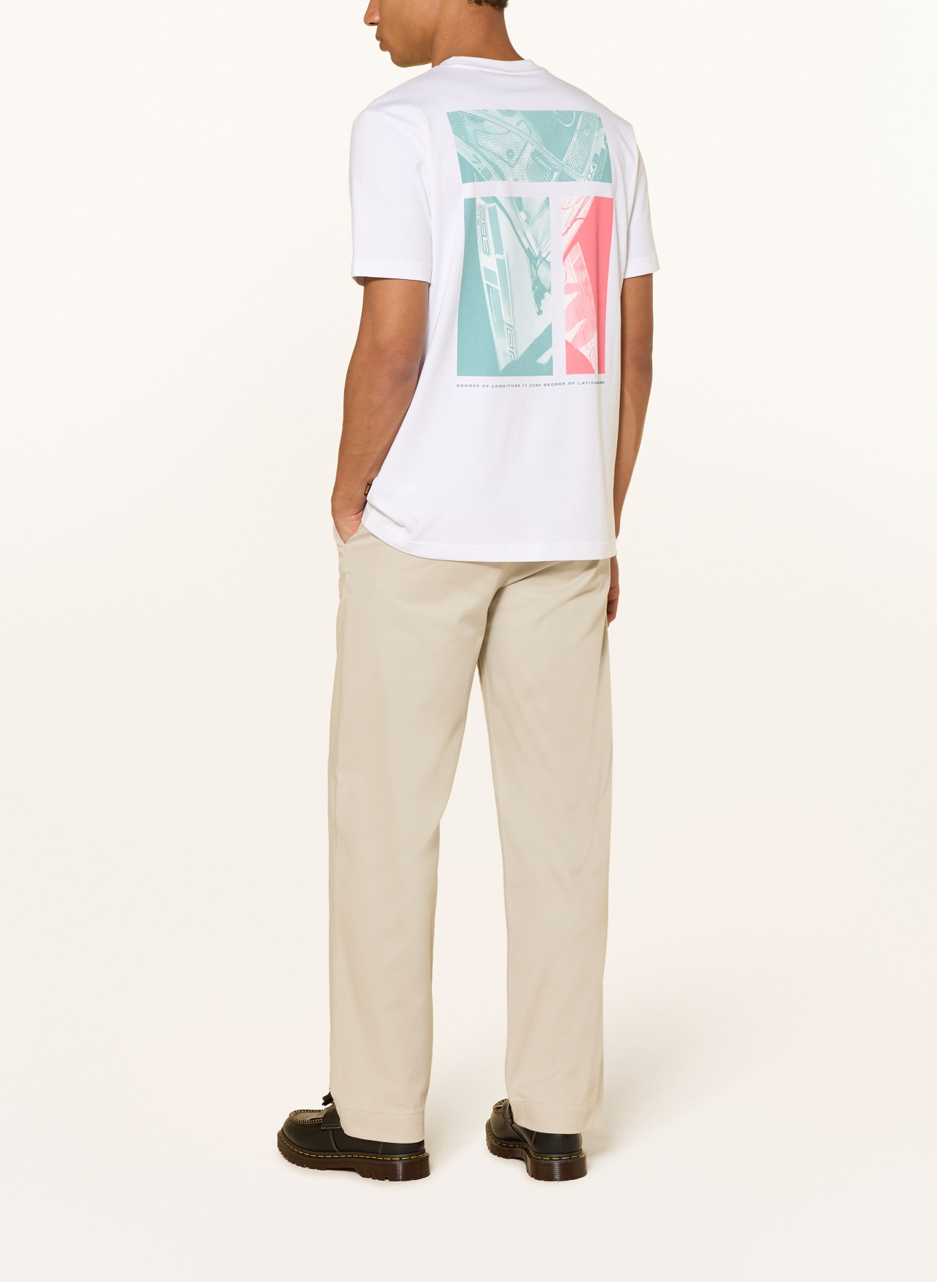 BOSS T-shirt GROOVE: WIT / LICHTROOD / MINT