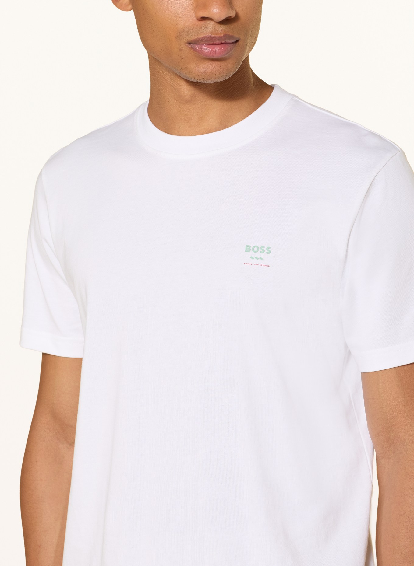 BOSS T-shirt GROOVE: WIT / LICHTROOD / MINT