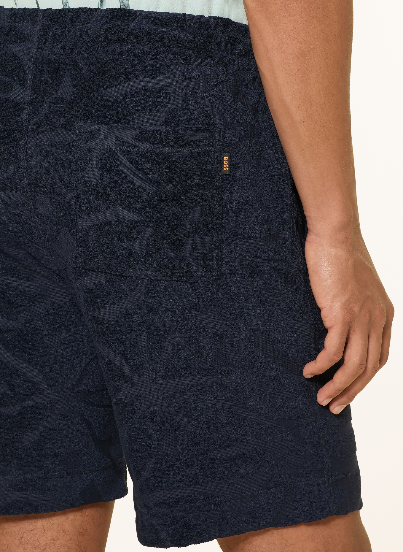 BOSS Badstofshorts: DONKERBLAUW