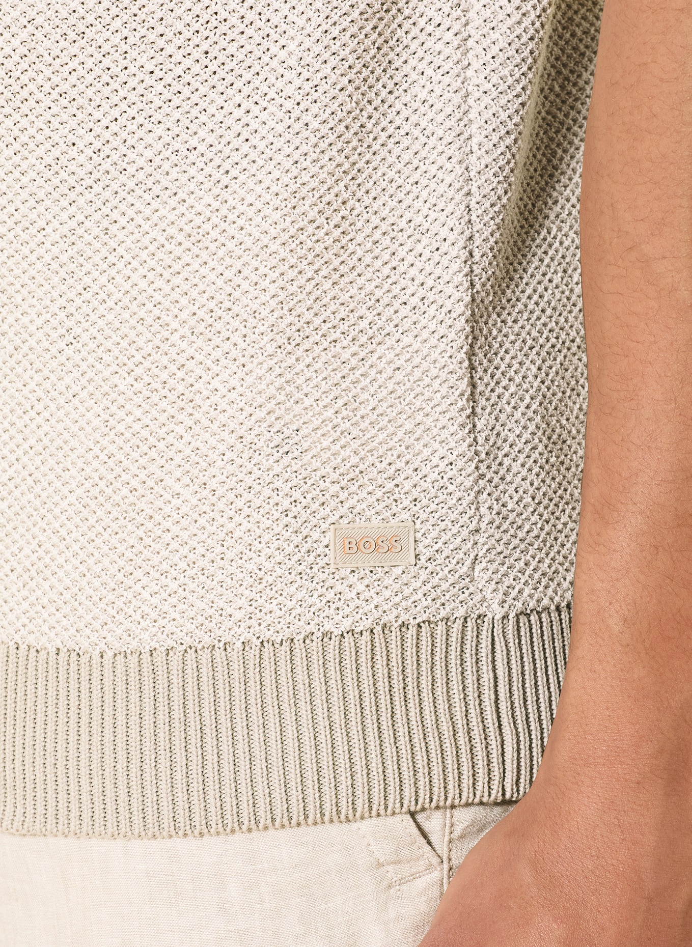 BOSS Gebreid shirt KANTONIO: GRIJS