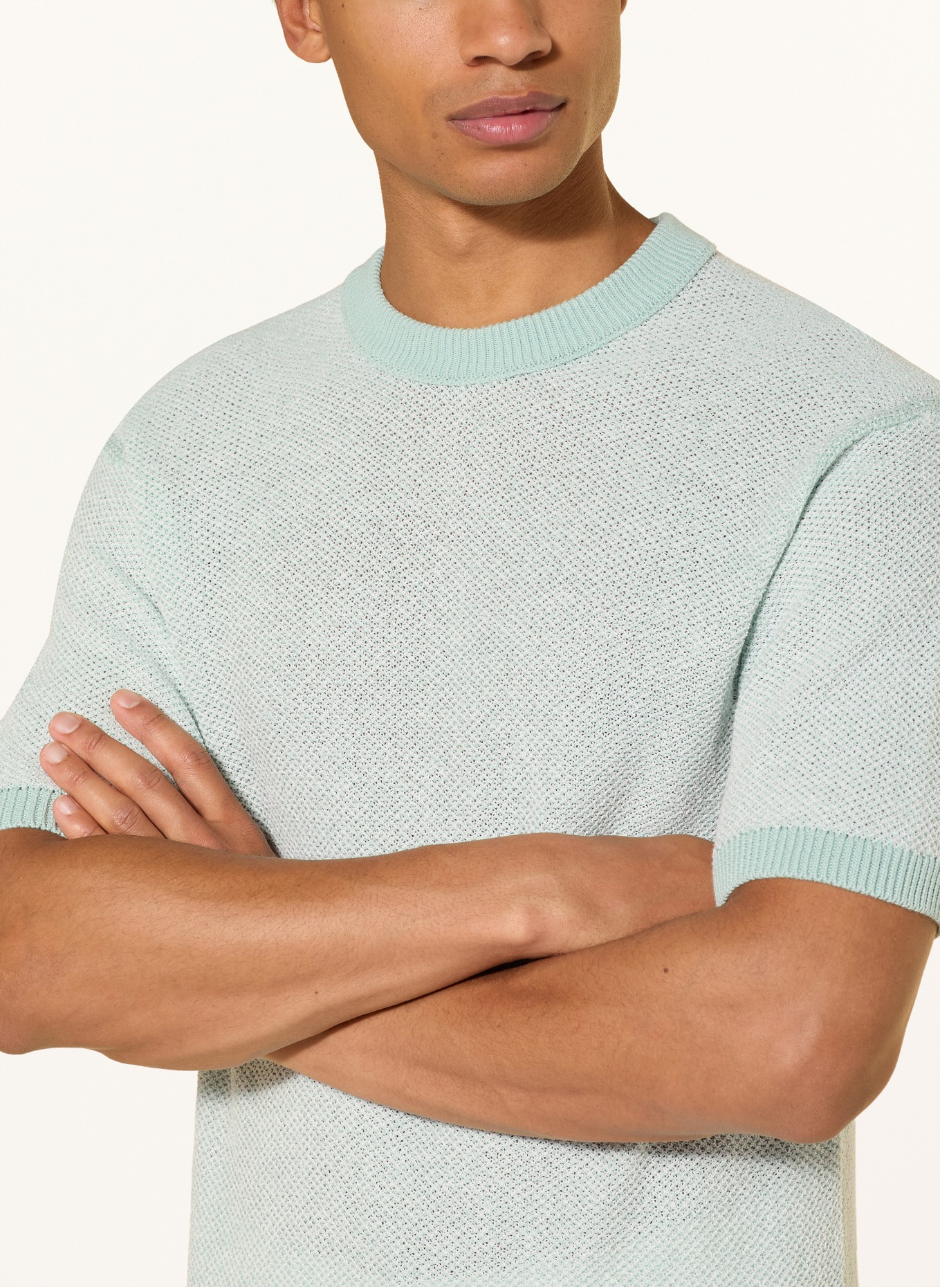 BOSS Gebreid shirt KANTONIO: TURQUOISE