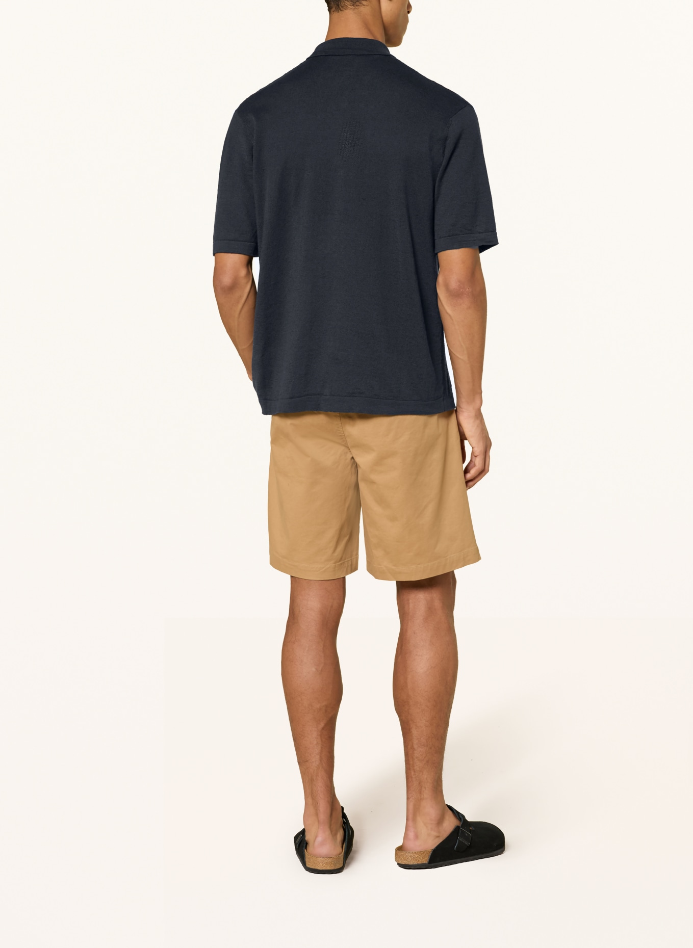 BOSS Bluzka z dzianiny AMICINO Comfort Fit z lnem: GRANATOWY