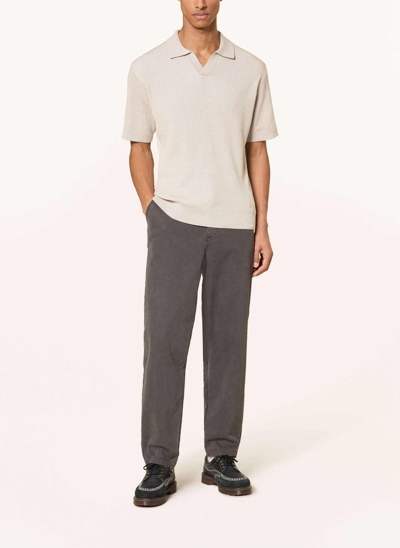 BOSS Strick-Poloshirt ARAVOLO: GRAU