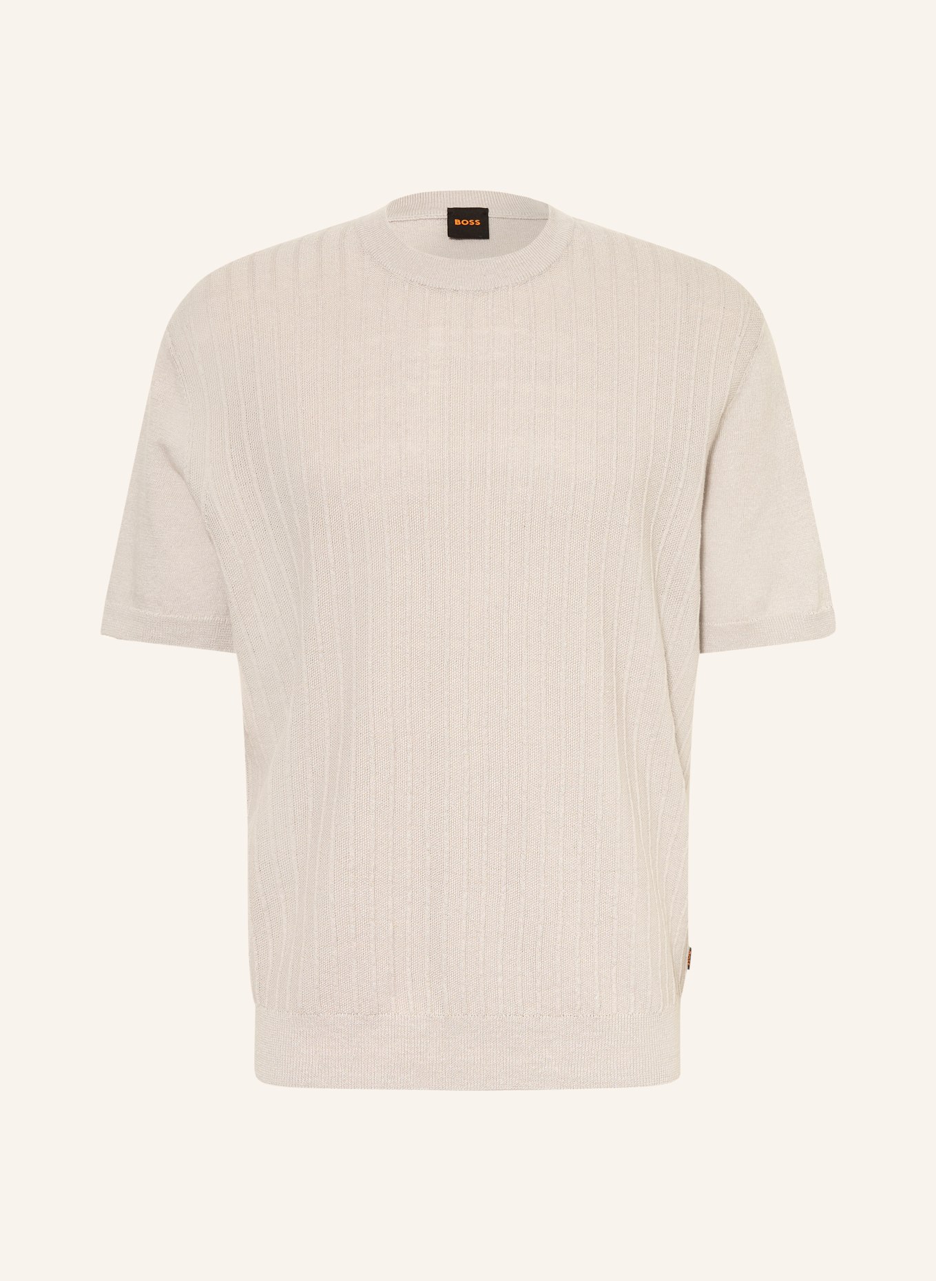 BOSS Strickshirt KAJORDINO mit Leinen: HELLGRAU