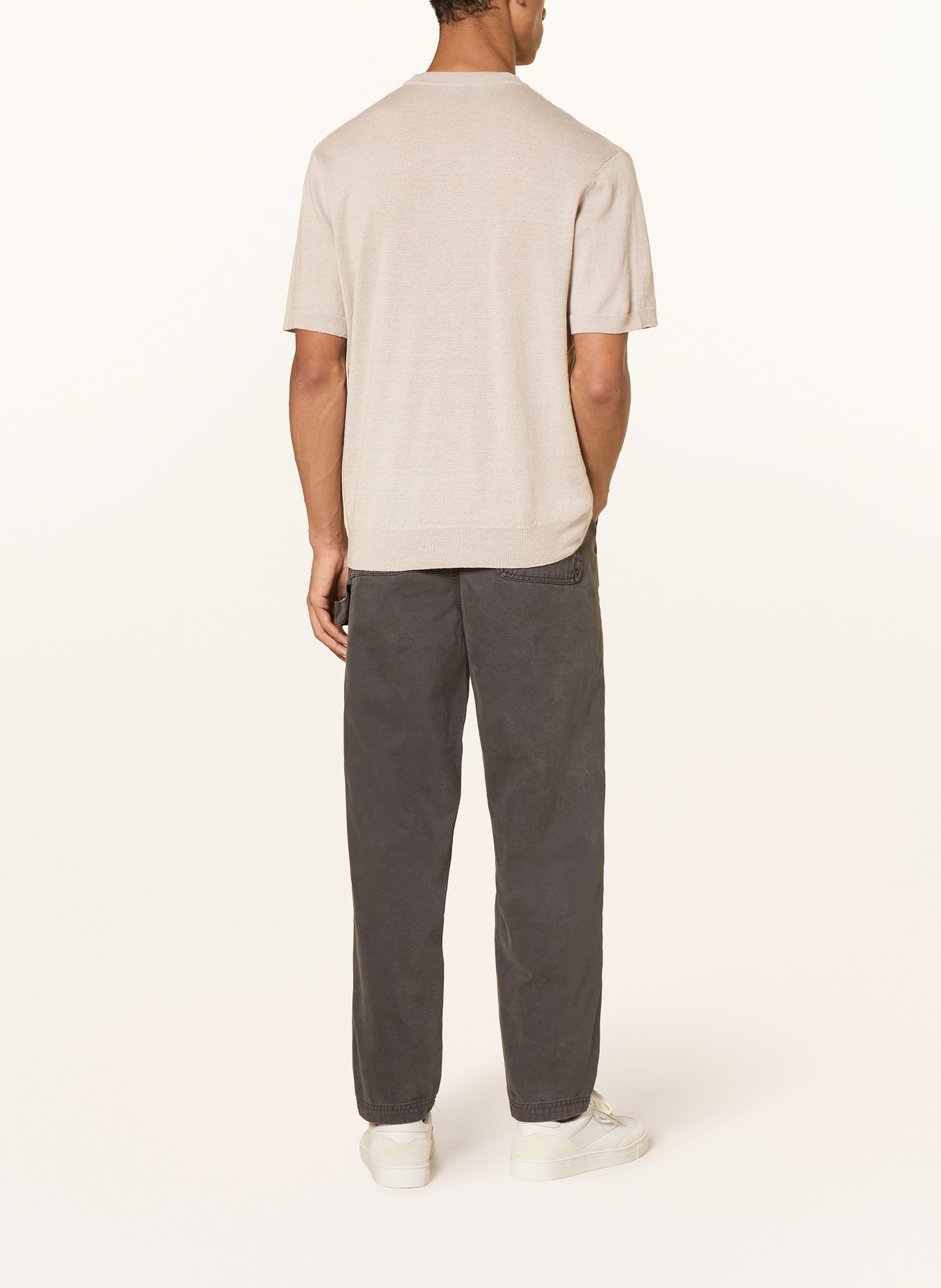 BOSS Strickshirt KAJORDINO mit Leinen: HELLGRAU