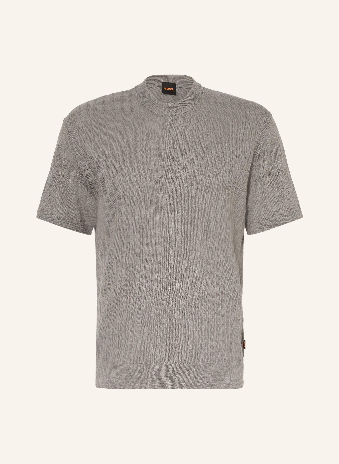 BOSS Strickshirt KAJORDINO mit Leinen: GRAU