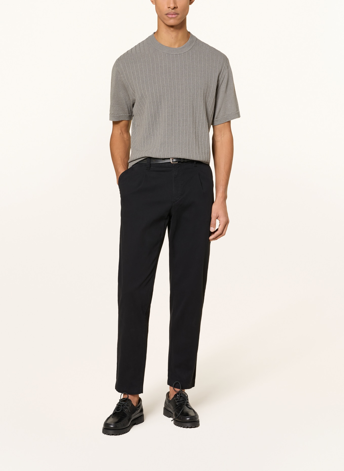 BOSS Strickshirt KAJORDINO mit Leinen: GRAU