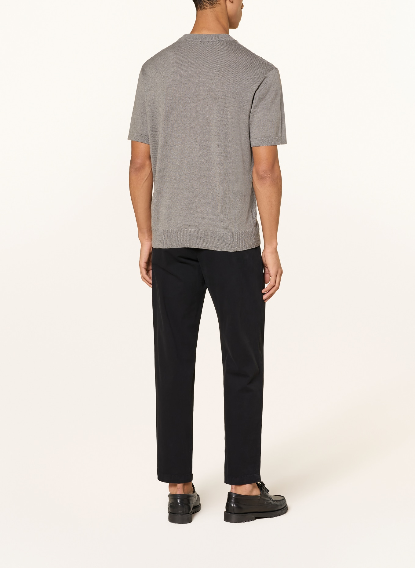 BOSS Strickshirt KAJORDINO mit Leinen: GRAU