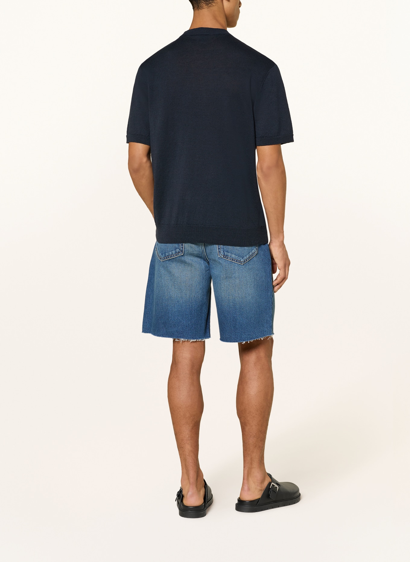 BOSS Strickshirt KAJORDINO mit Leinen: DUNKELBLAU