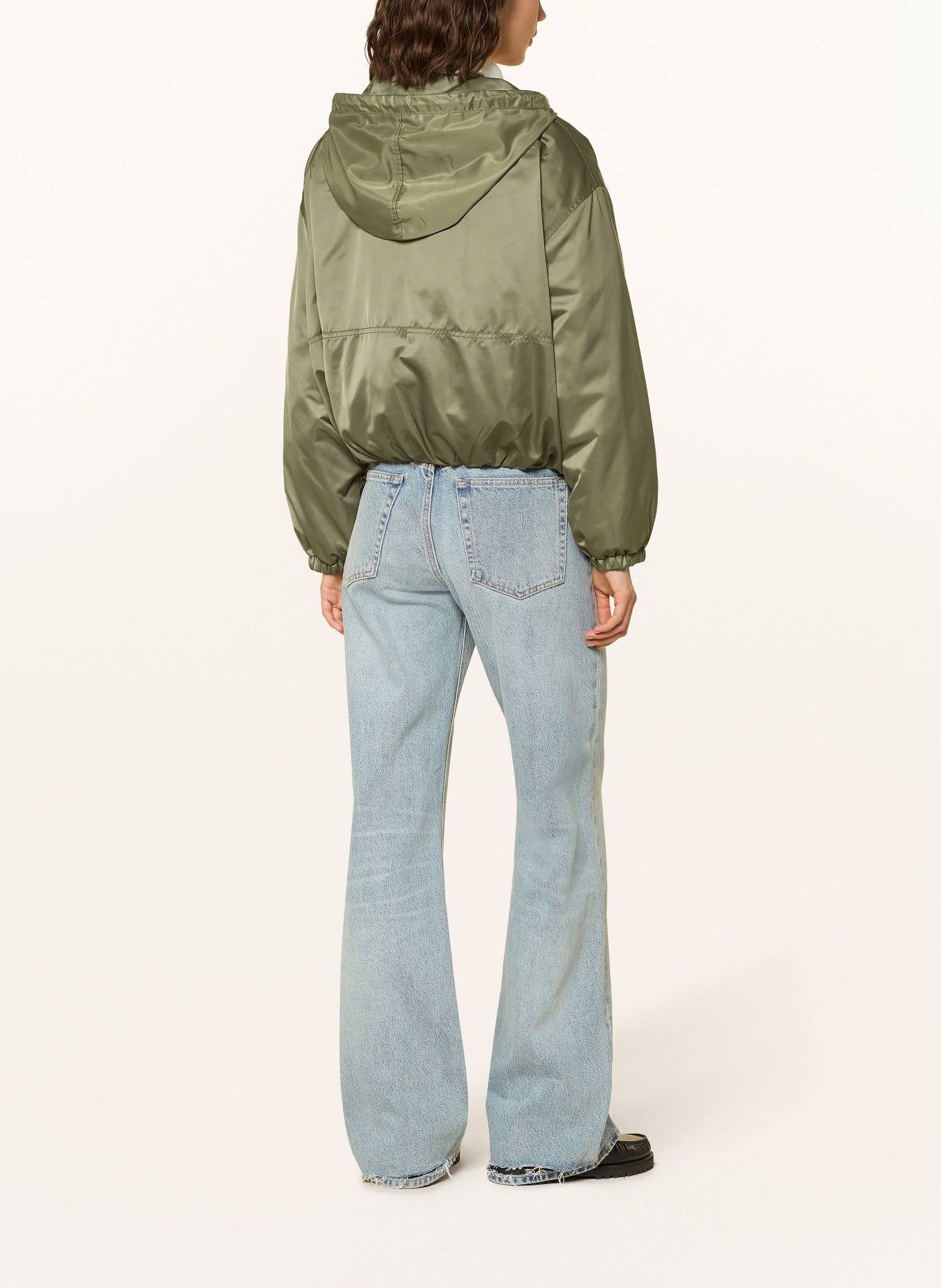 IQ STUDIO satin jacket: OLIVE