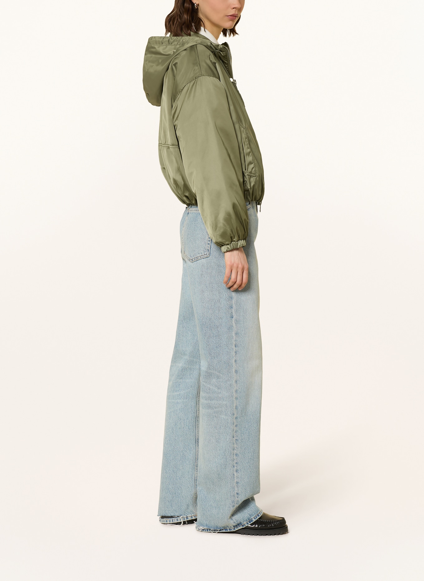 IQ STUDIO satin jacket: OLIVE