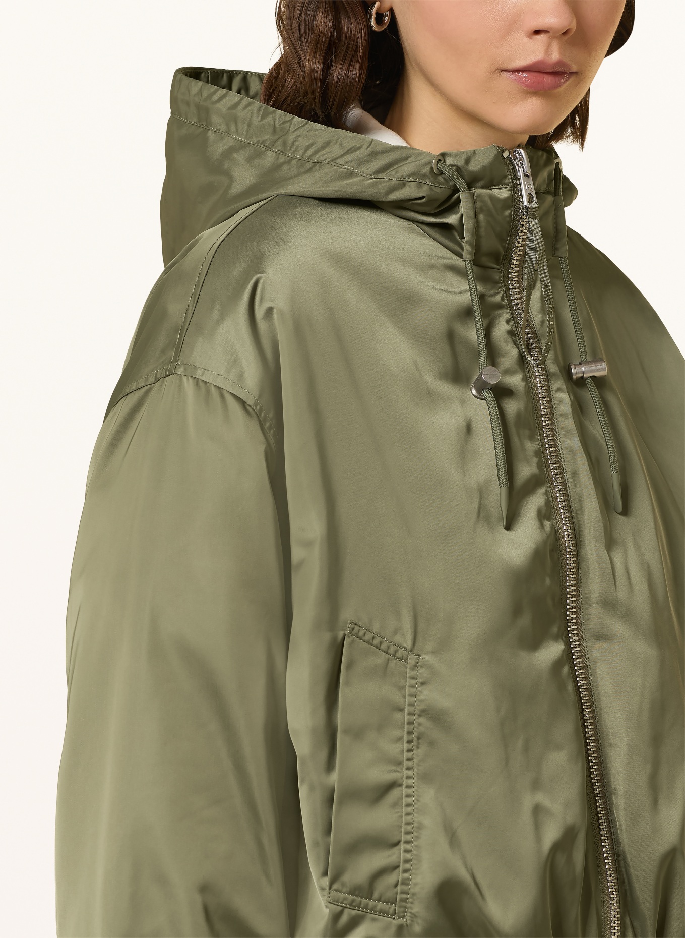IQ STUDIO satin jacket: OLIVE