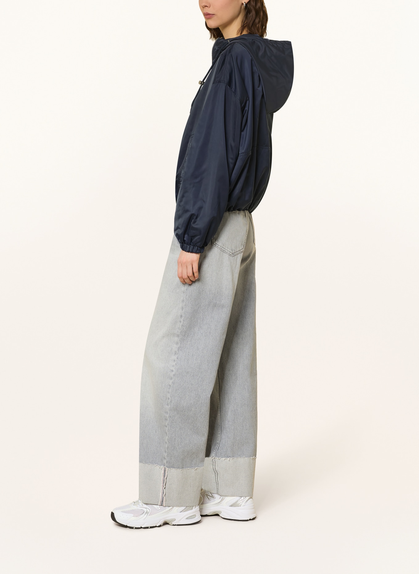 IQ STUDIO satin jacket: DARK BLUE