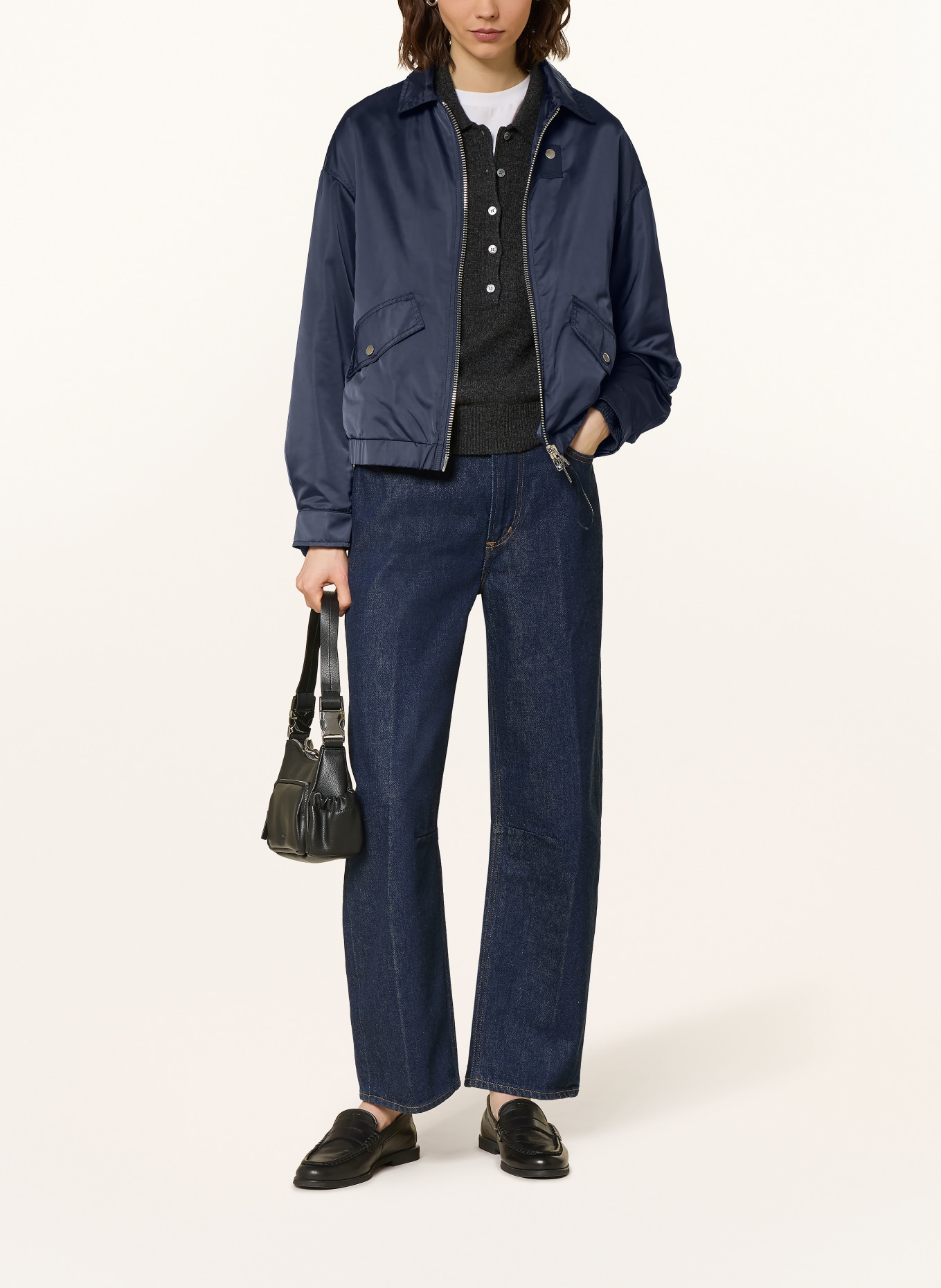 IQ STUDIO satin jacket: DARK BLUE